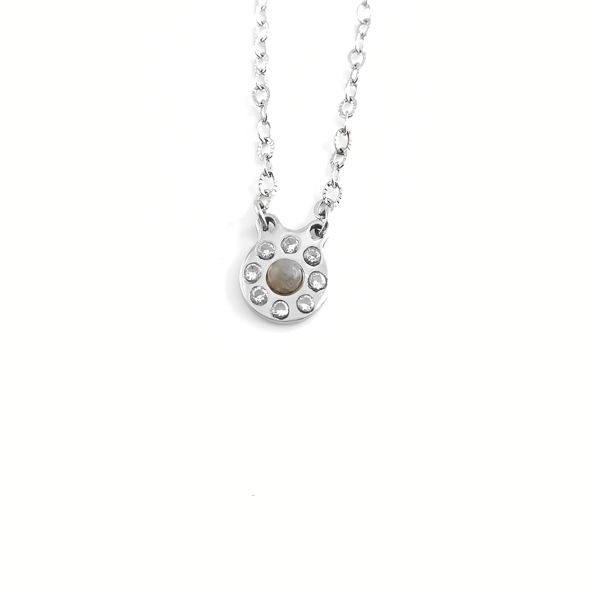 Collana circolare con pietra naturale e Zirconia cubica