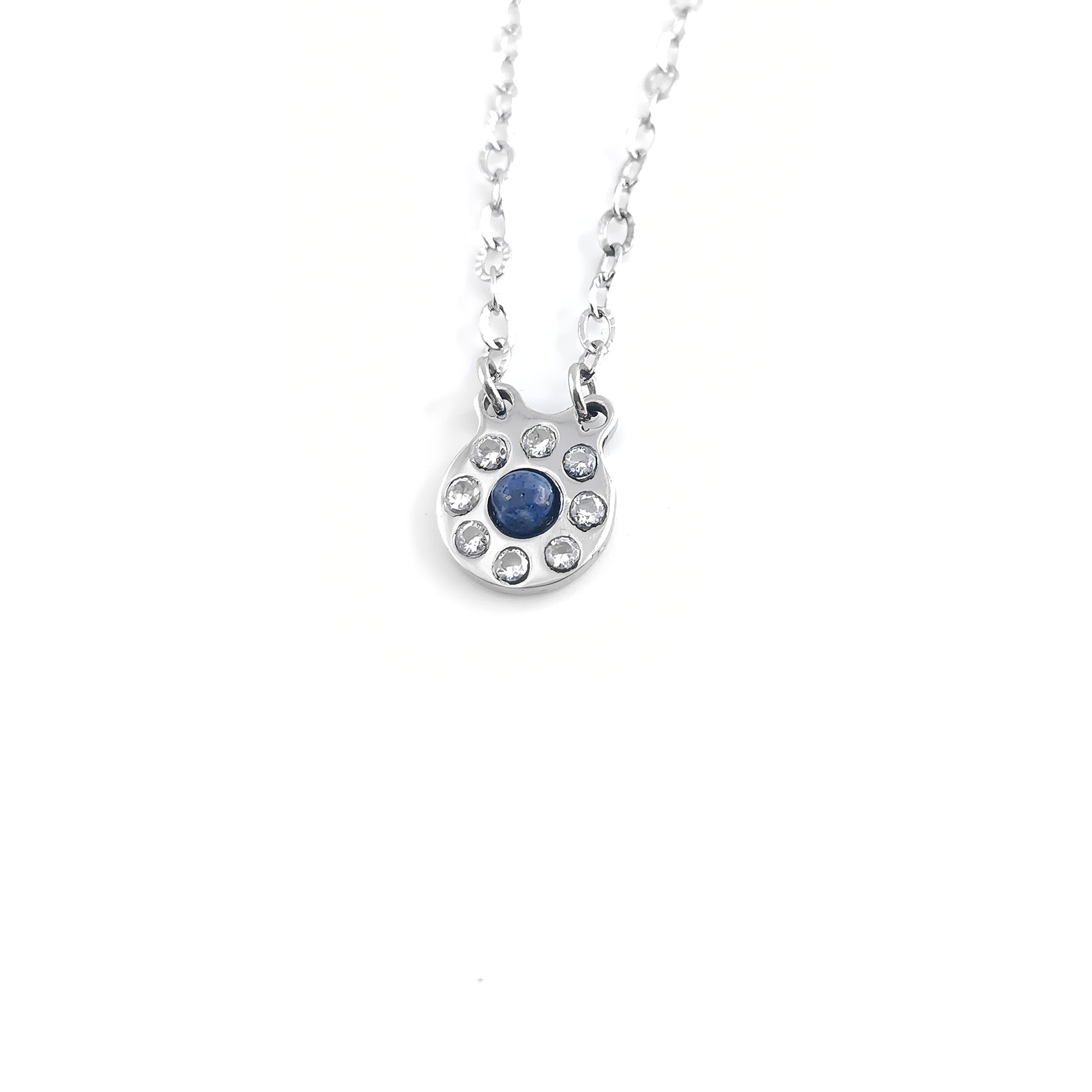 Collana circolare con pietra naturale e Zirconia cubica