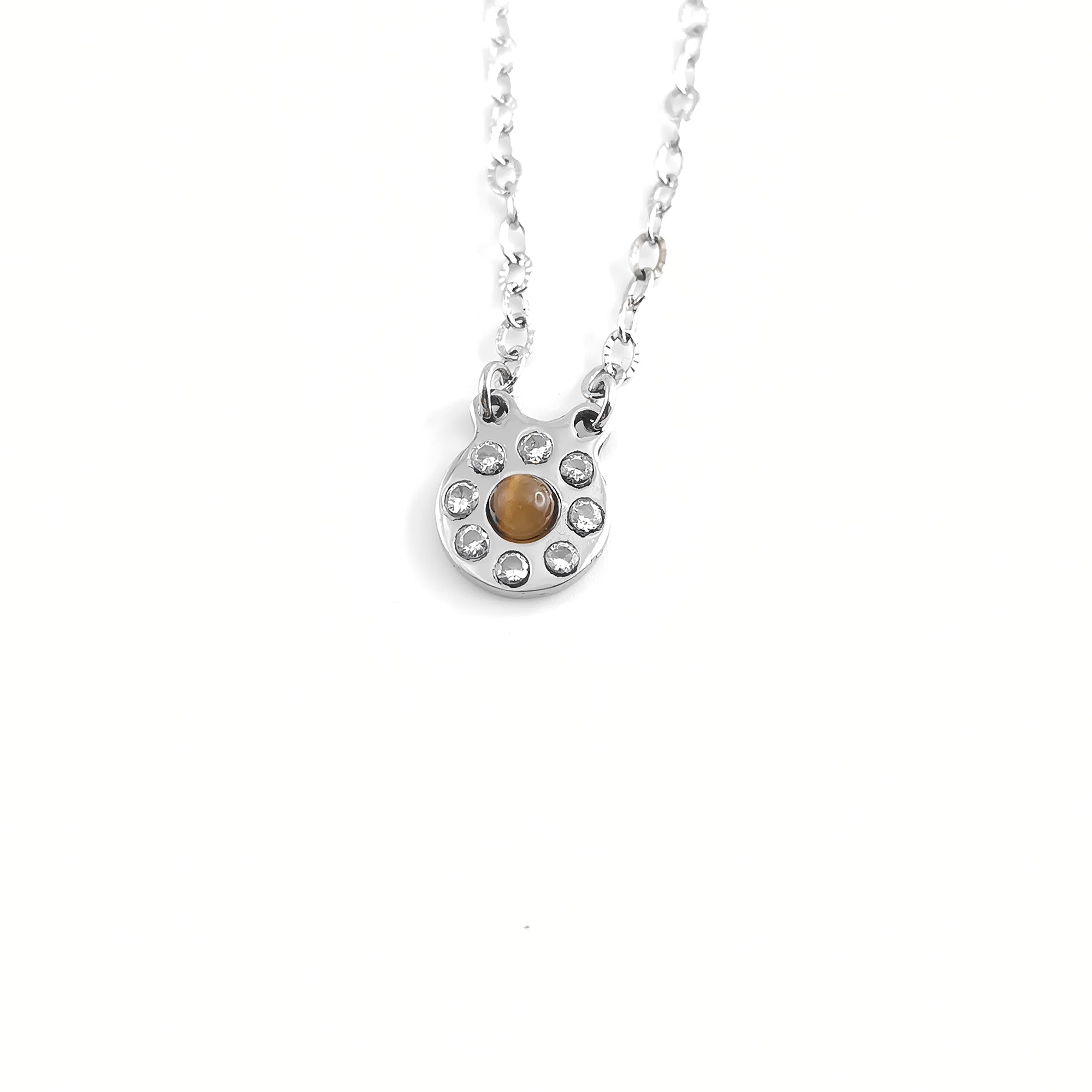 Collana circolare con pietra naturale e Zirconia cubica