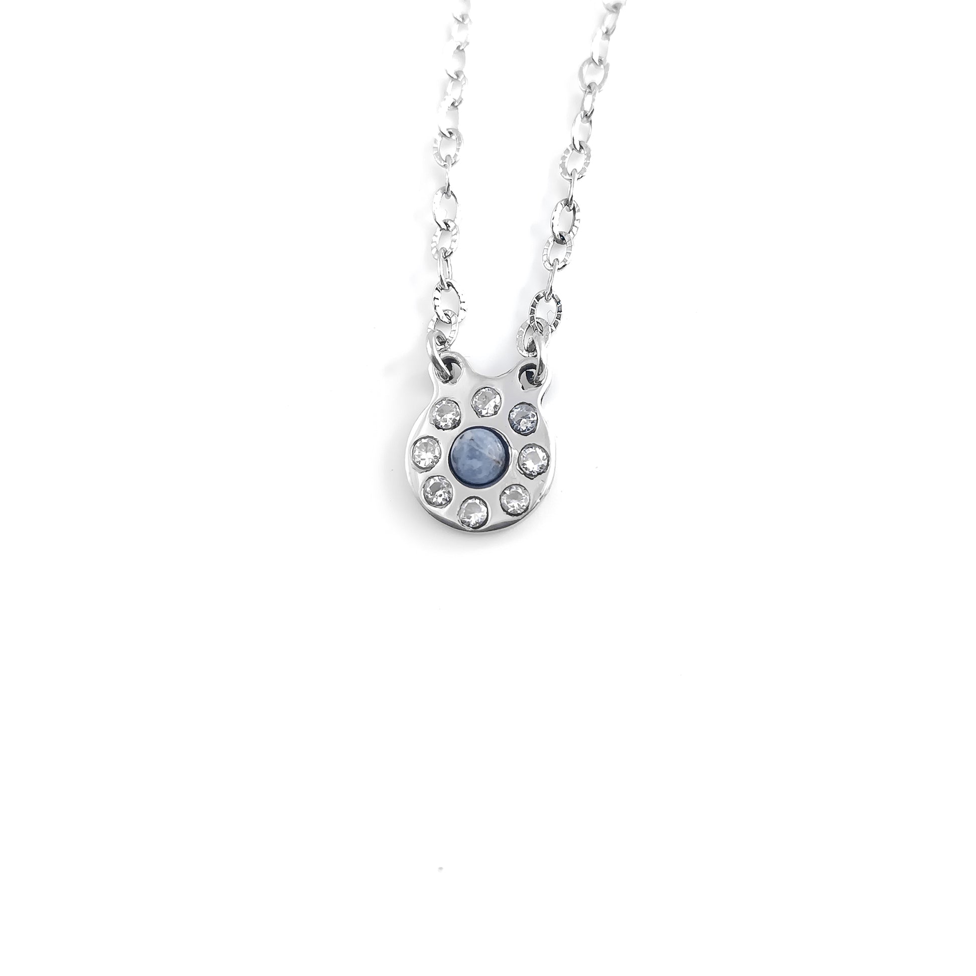 Collana circolare con pietra naturale e Zirconia cubica