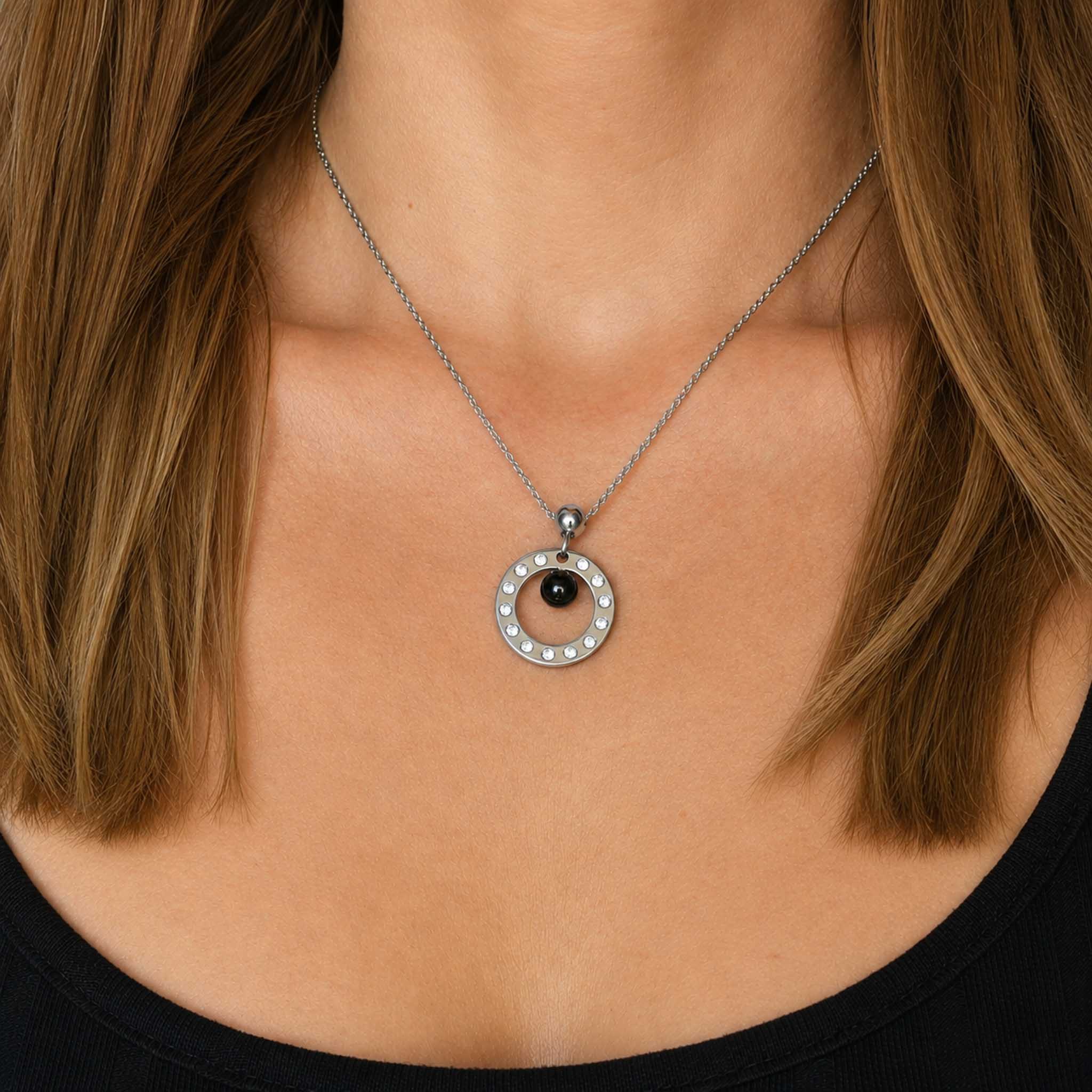 Collana Cerchio con pietra naturale e zirconia cubica
