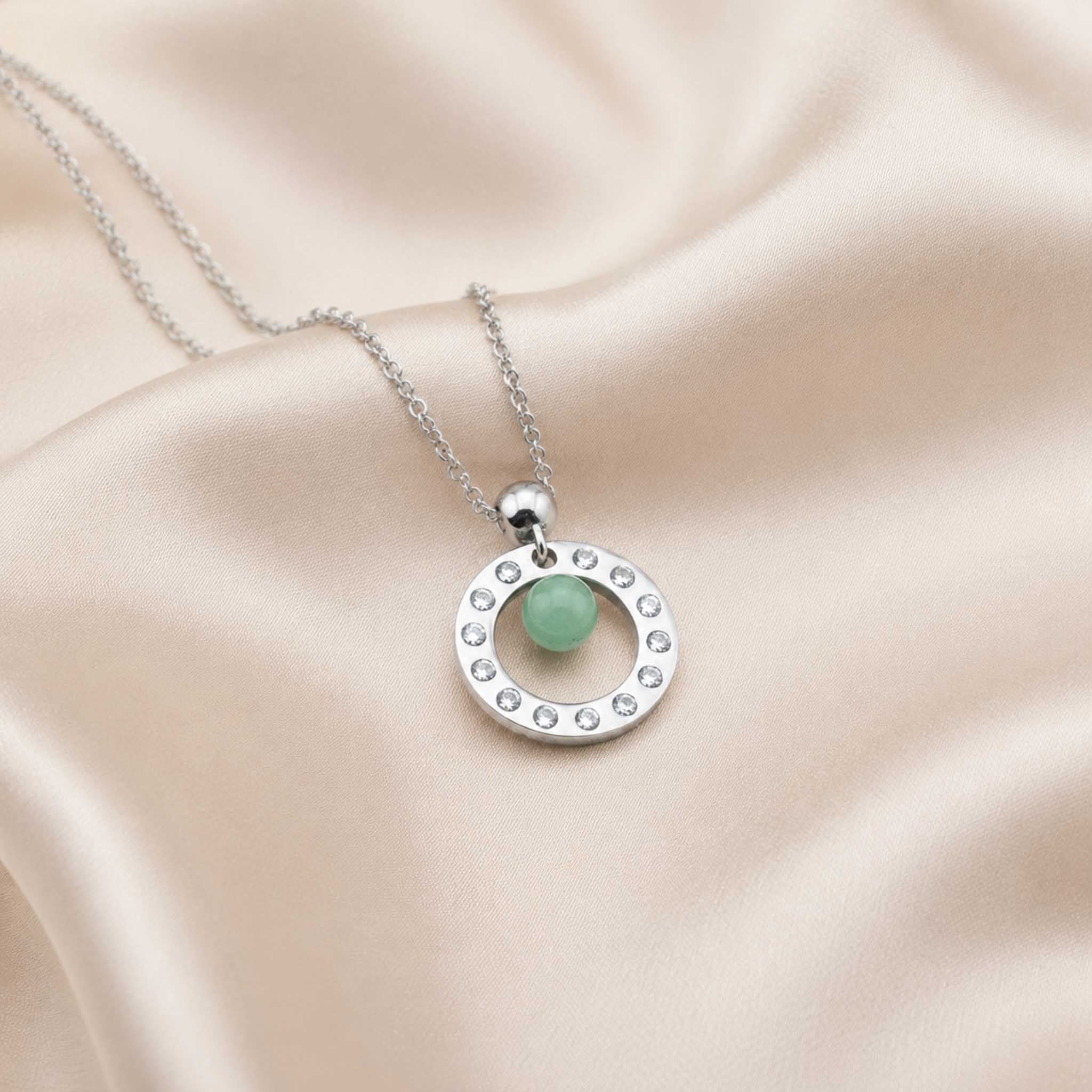 Collana Cerchio con pietra naturale e zirconia cubica