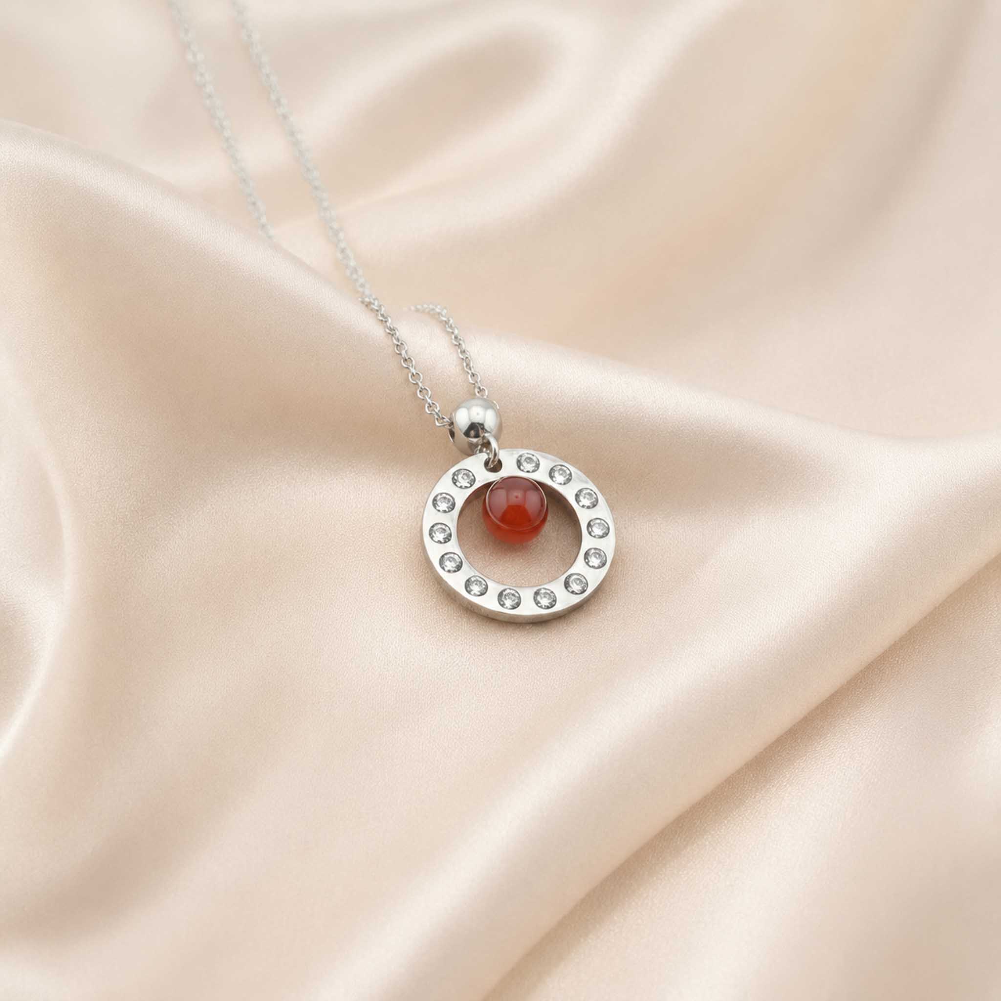 Collana Cerchio con pietra naturale e zirconia cubica