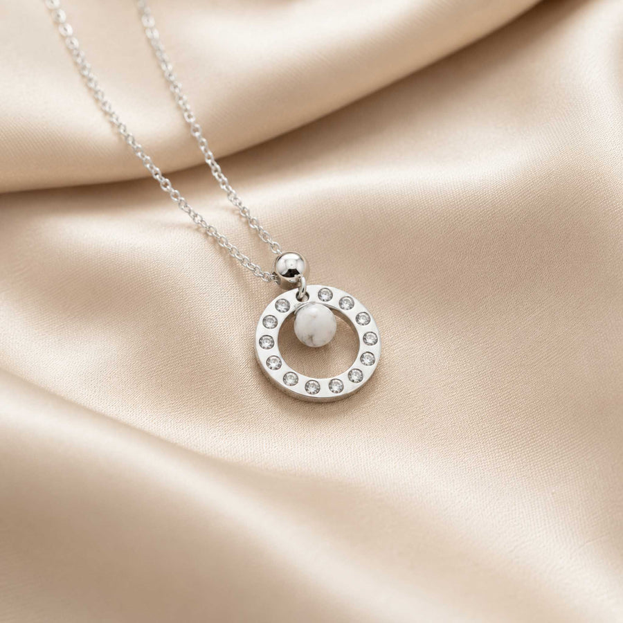 Collana Cerchio con pietra naturale e zirconia cubica