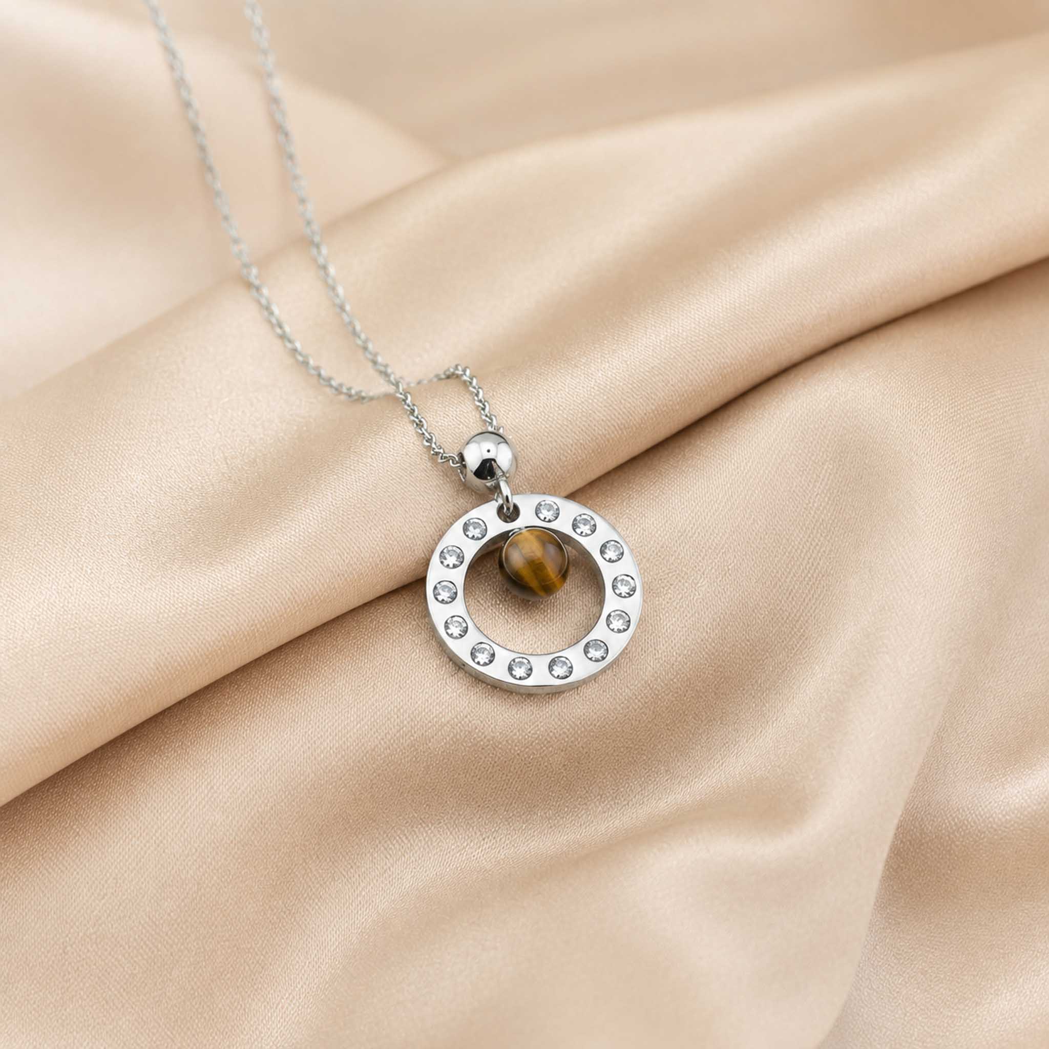Collana Cerchio con pietra naturale e zirconia cubica