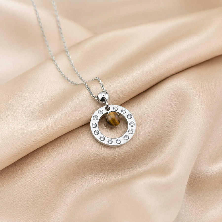 Collana Cerchio con pietra naturale e zirconia cubica