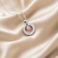 Collana Cerchio con perla in pietra naturale e zirconi