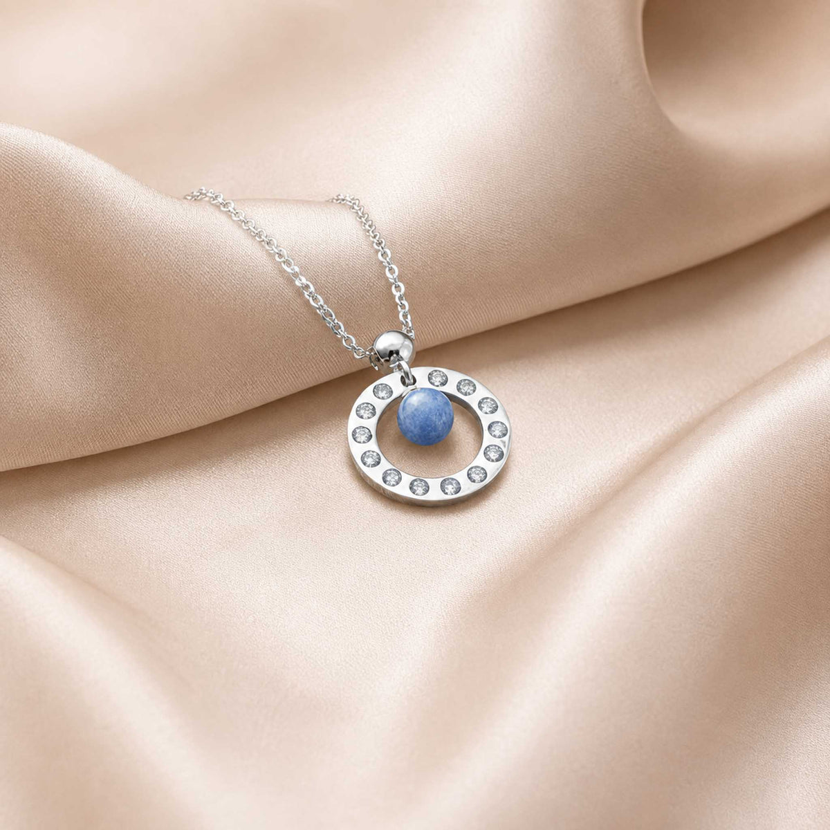 Collana Cerchio con pietra naturale e zirconia cubica
