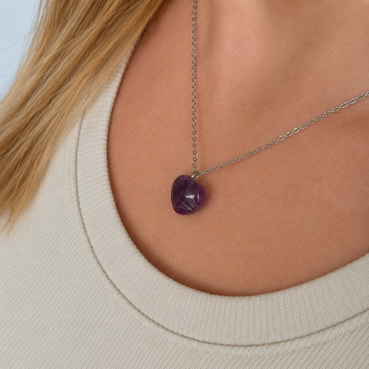 Amethyst Heart Necklace 