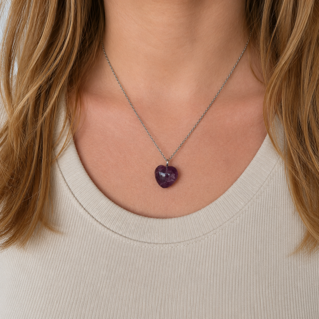 Amethyst Heart Necklace 