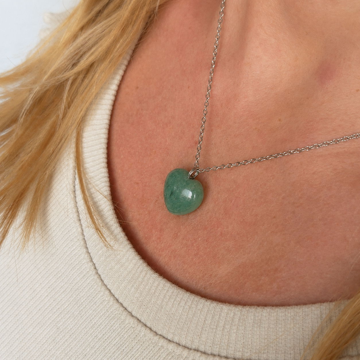 Green Aventurine Heart Necklace 