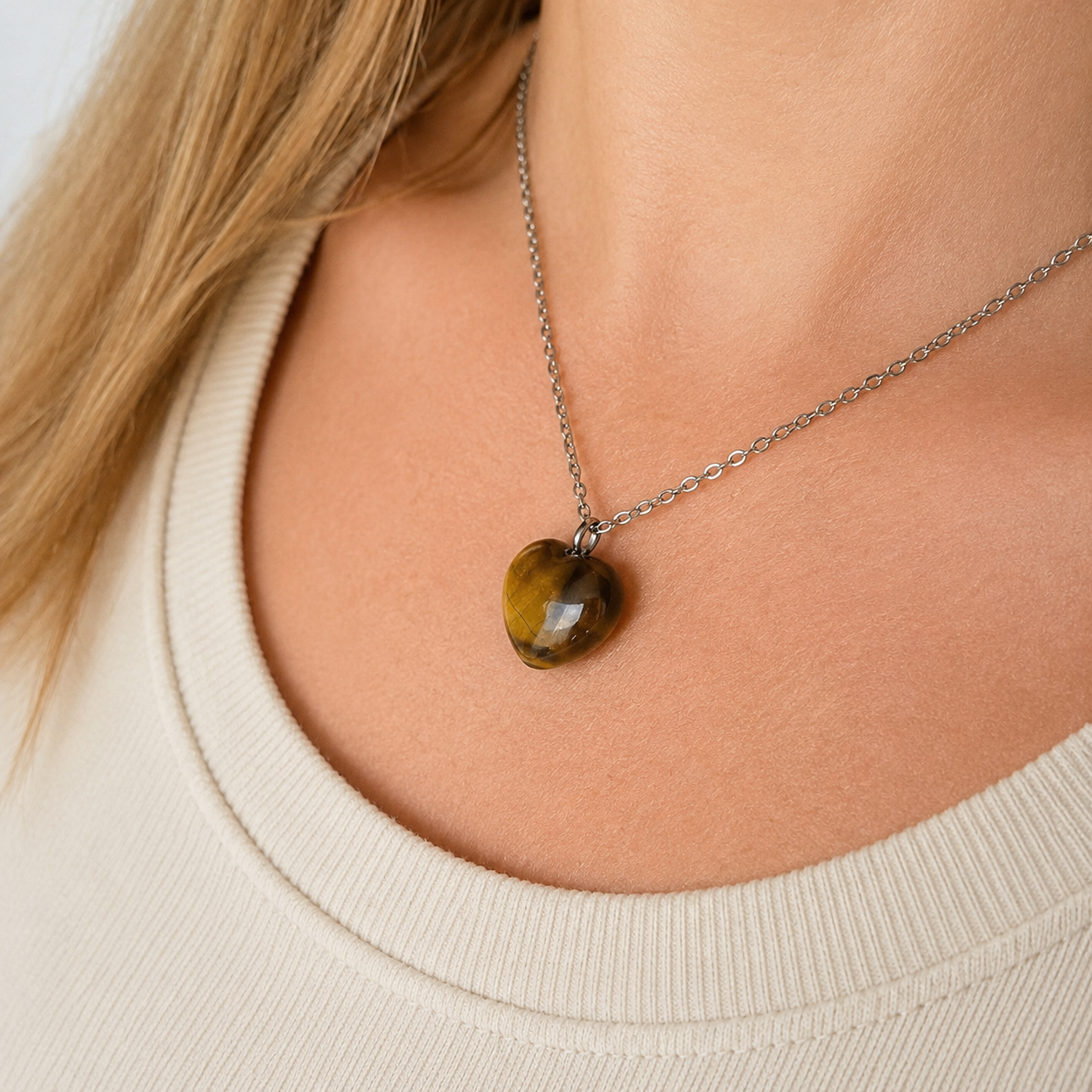 Tiger Eye Heart Necklace 