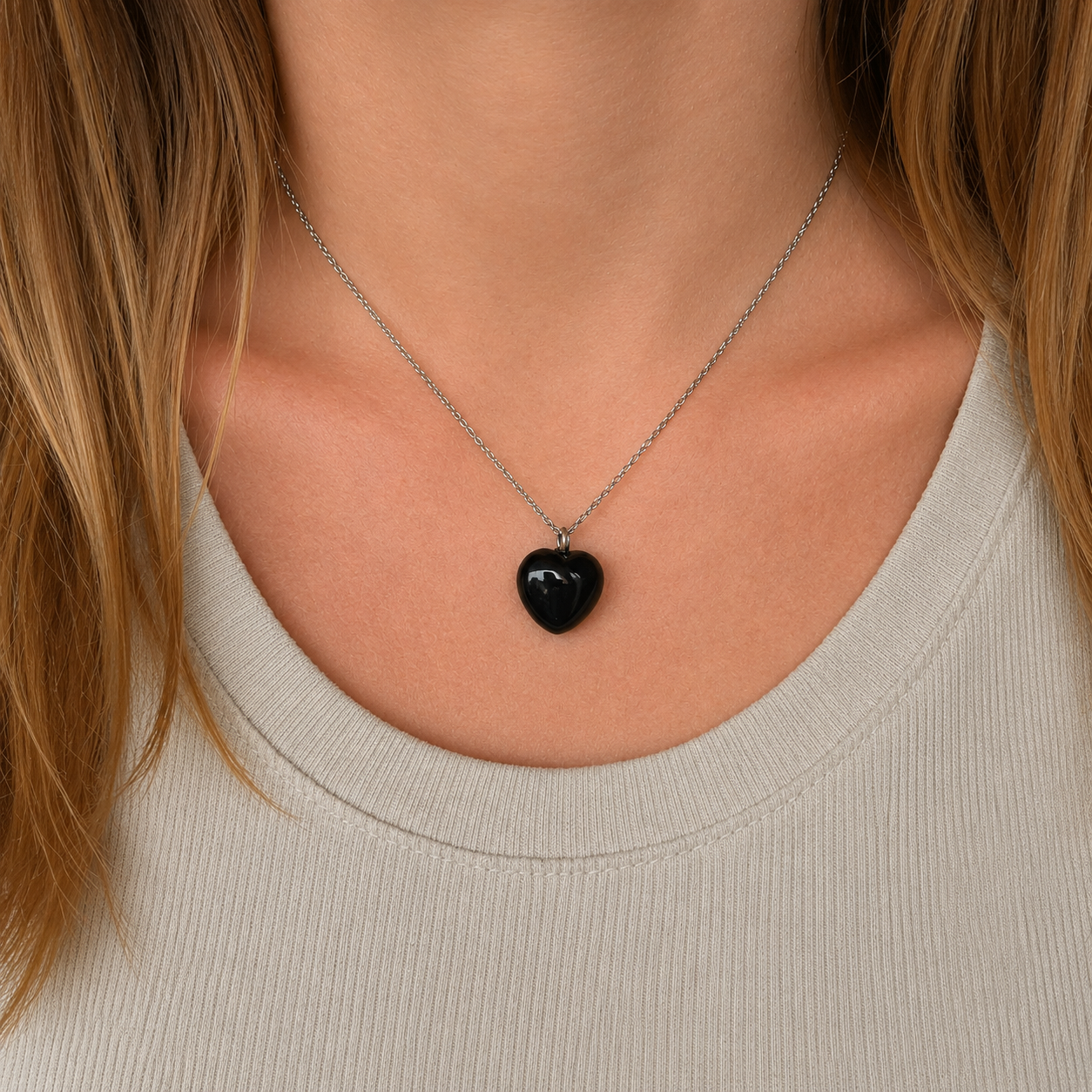 Black Obsidian Heart Necklace 