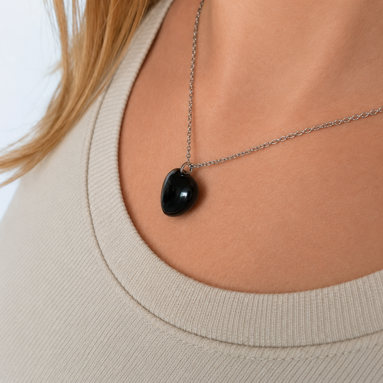 Black Obsidian Heart Necklace 