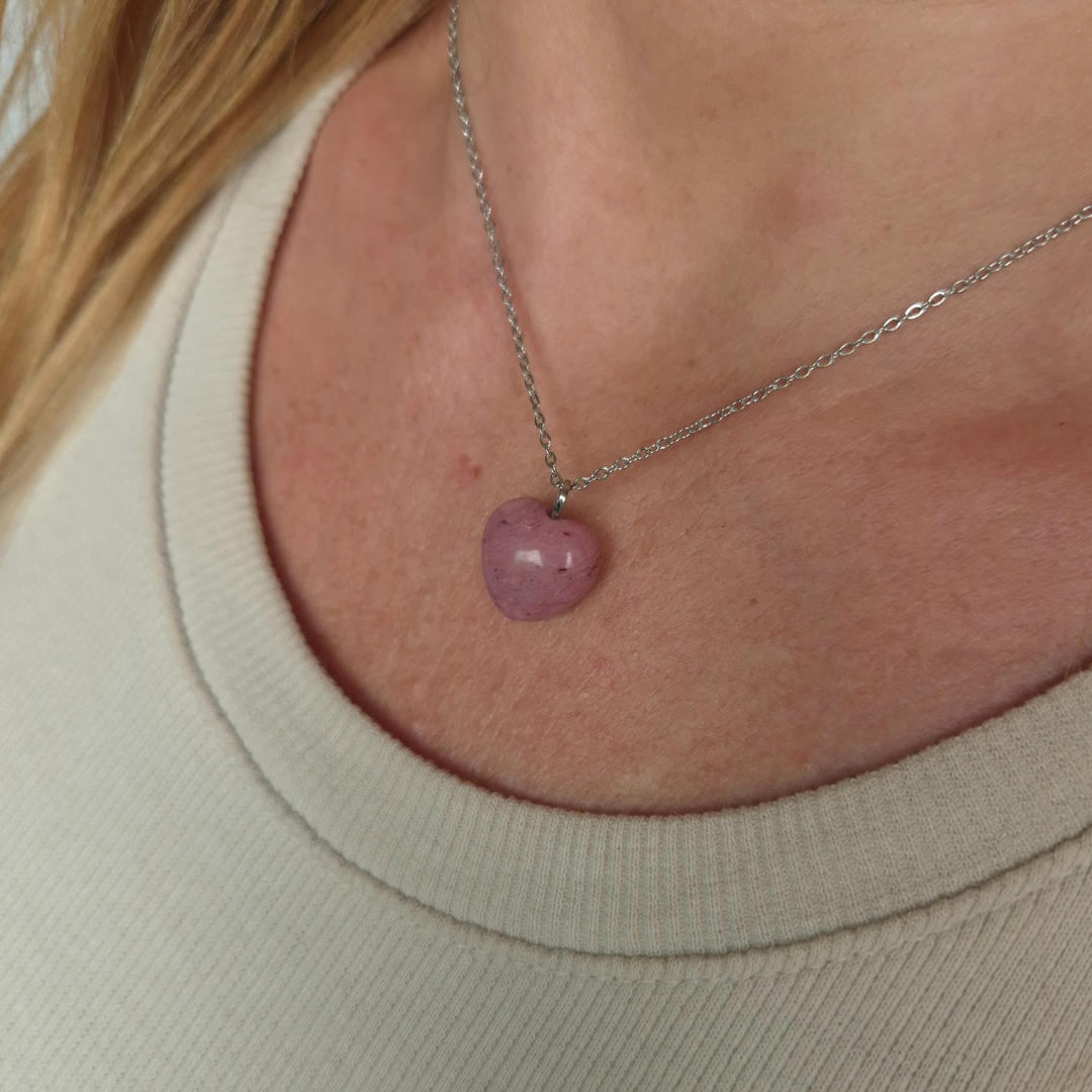 Collana con cuore in Rodonite
