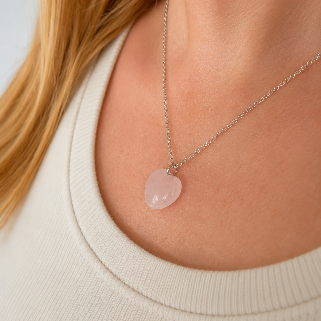 Rose Quartz Heart Necklace 