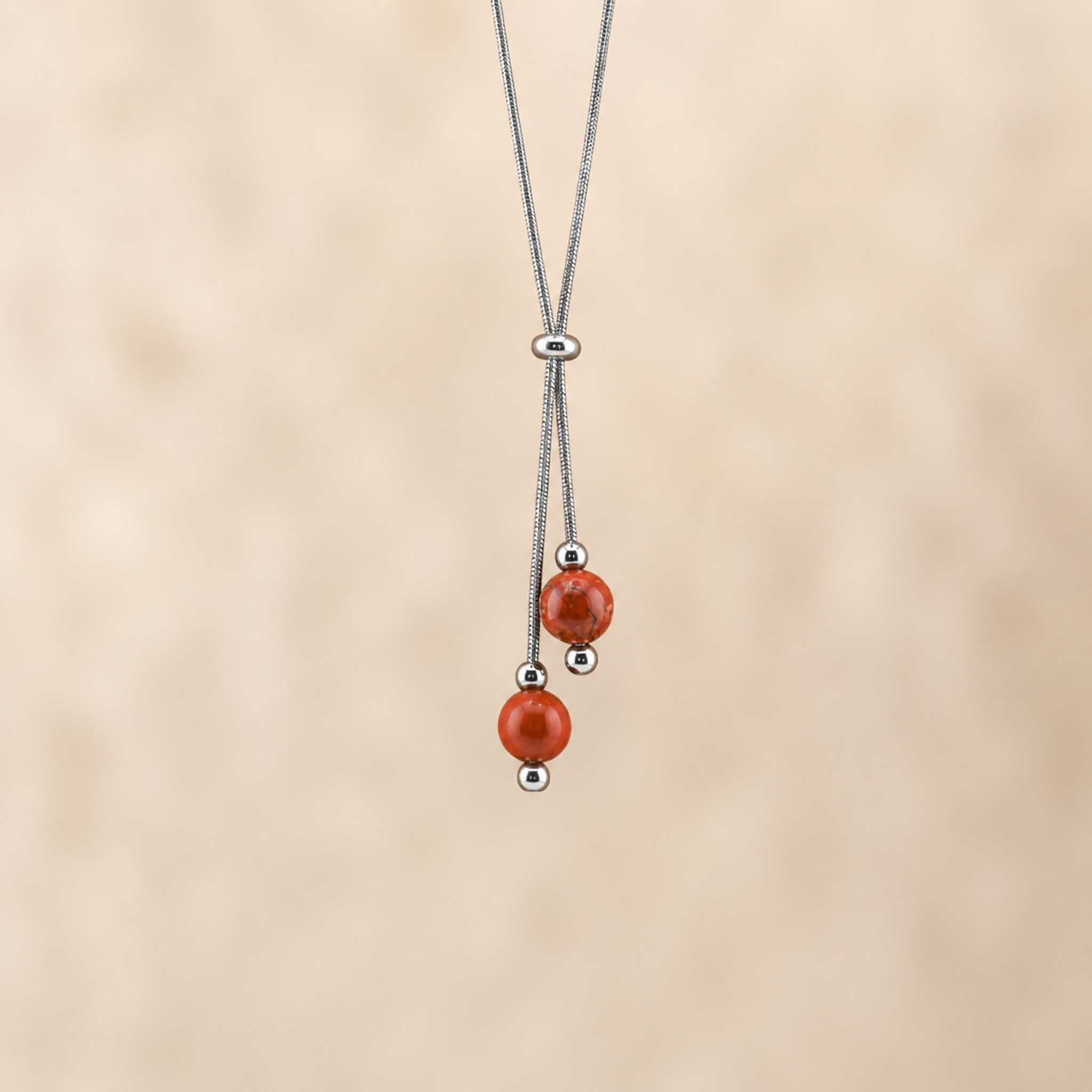 Collana con doppia sfera in pietra naturale
