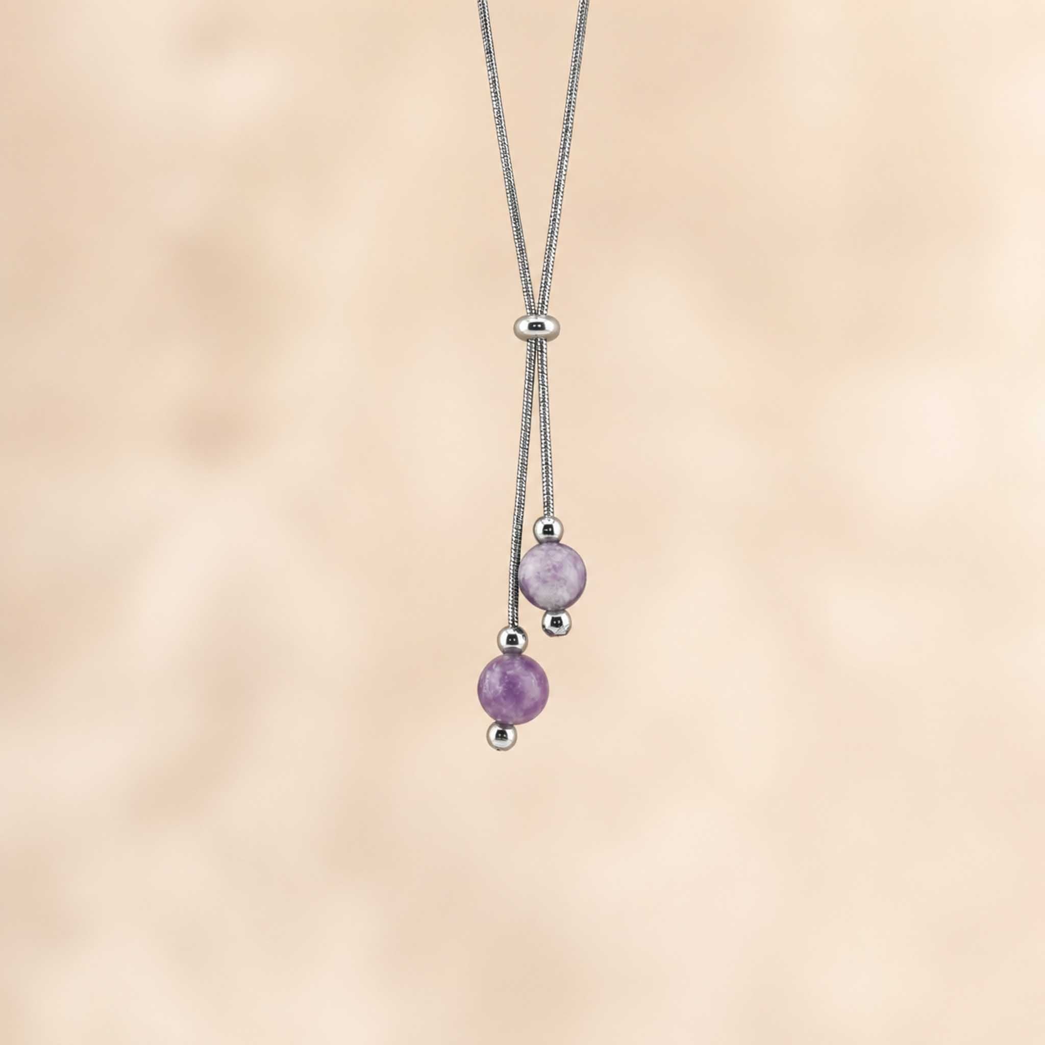 Collana con doppia sfera in pietra naturale