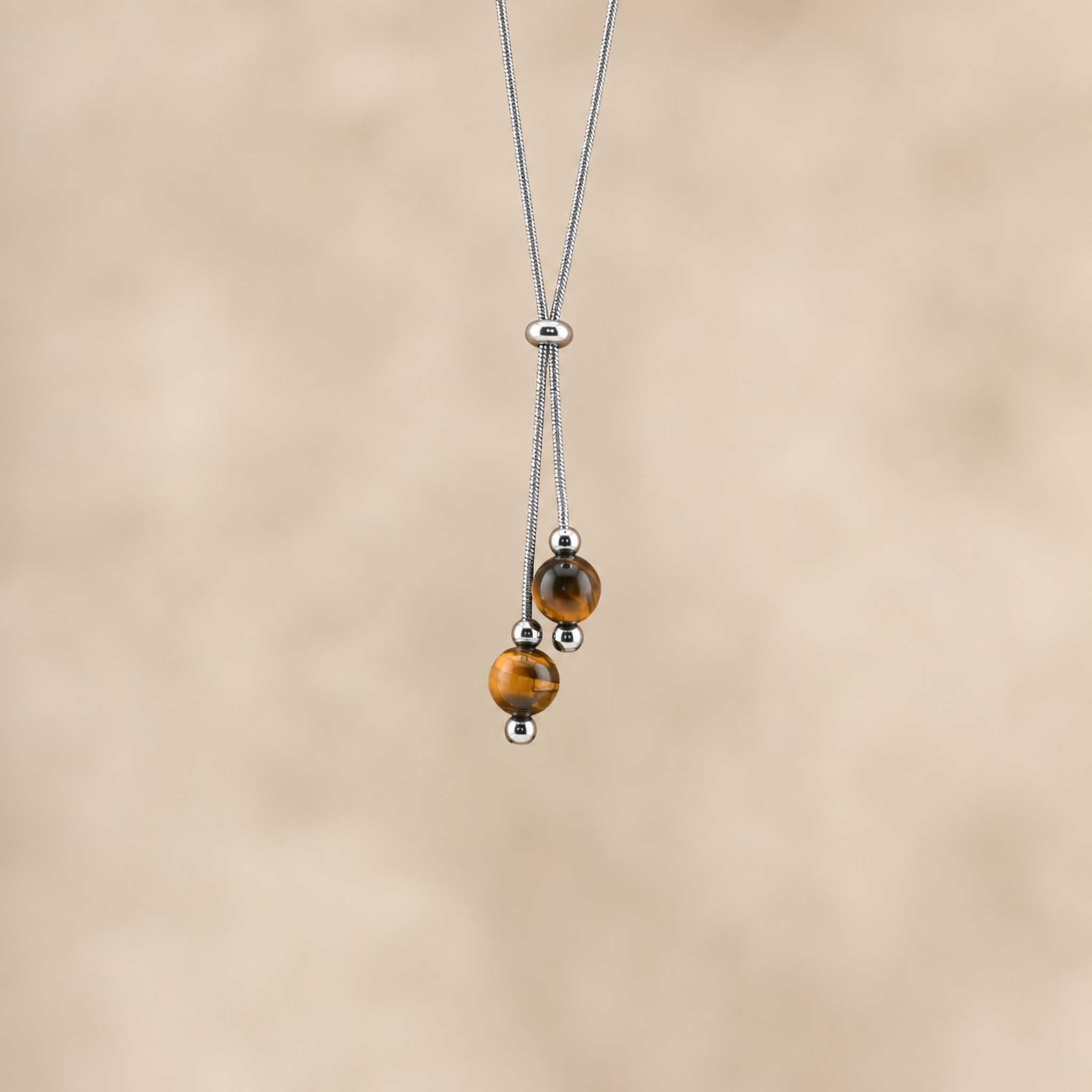 Collana con doppia sfera in pietra naturale