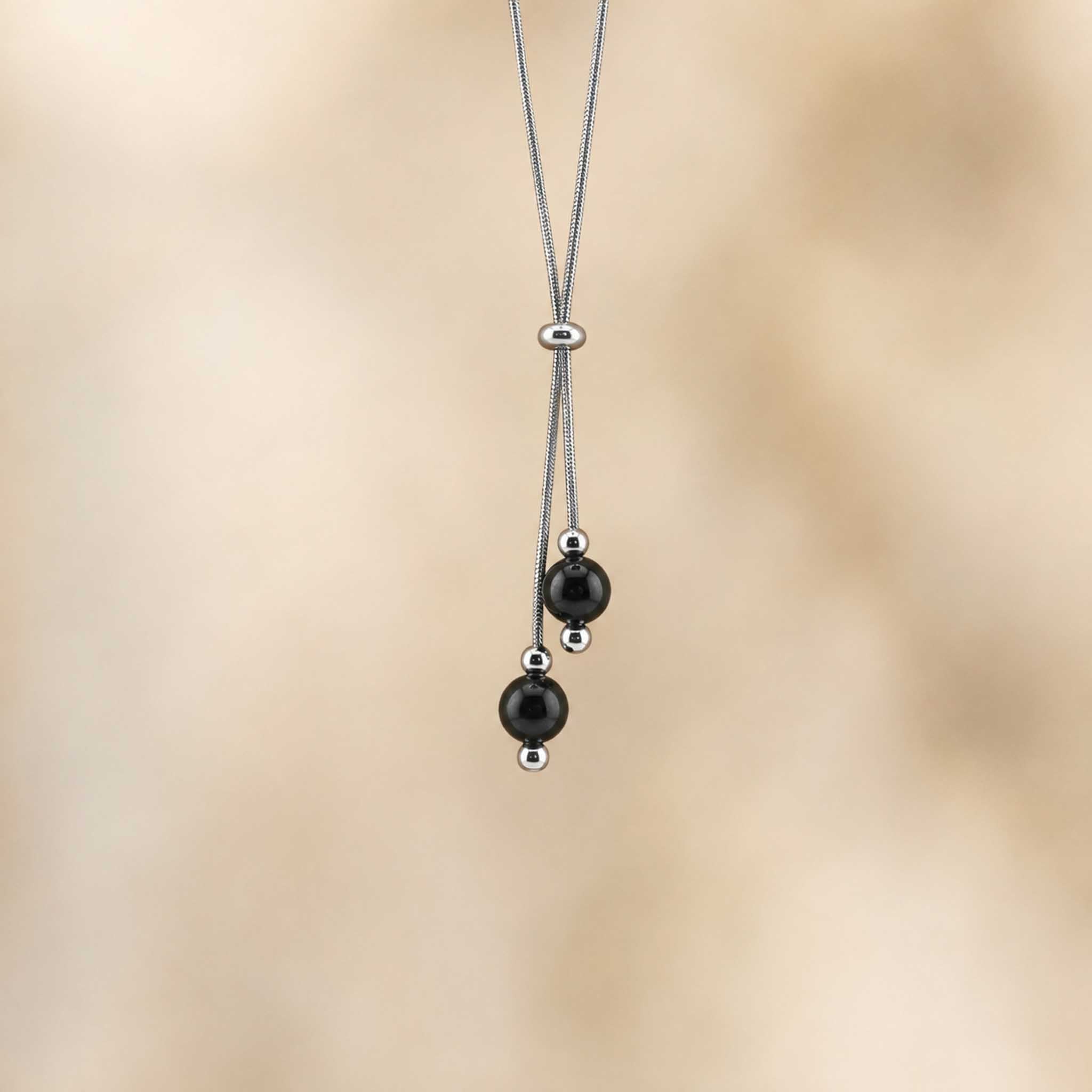 Collana con doppia sfera in pietra naturale