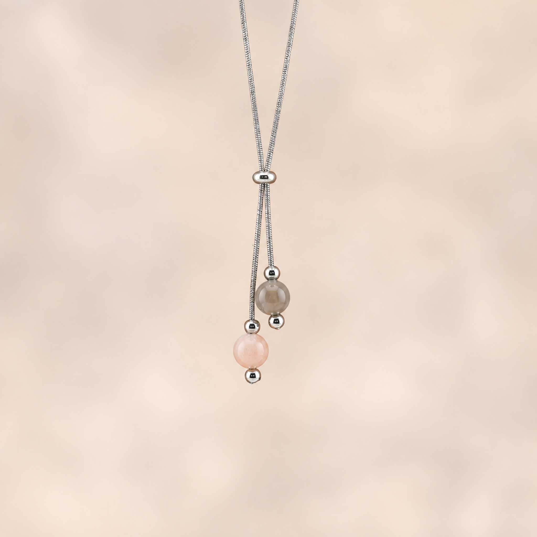 Collana con doppia sfera in pietra naturale