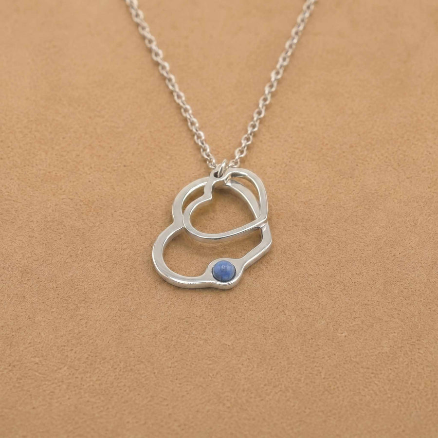 Collana Doppio Cuore con pietra naturale