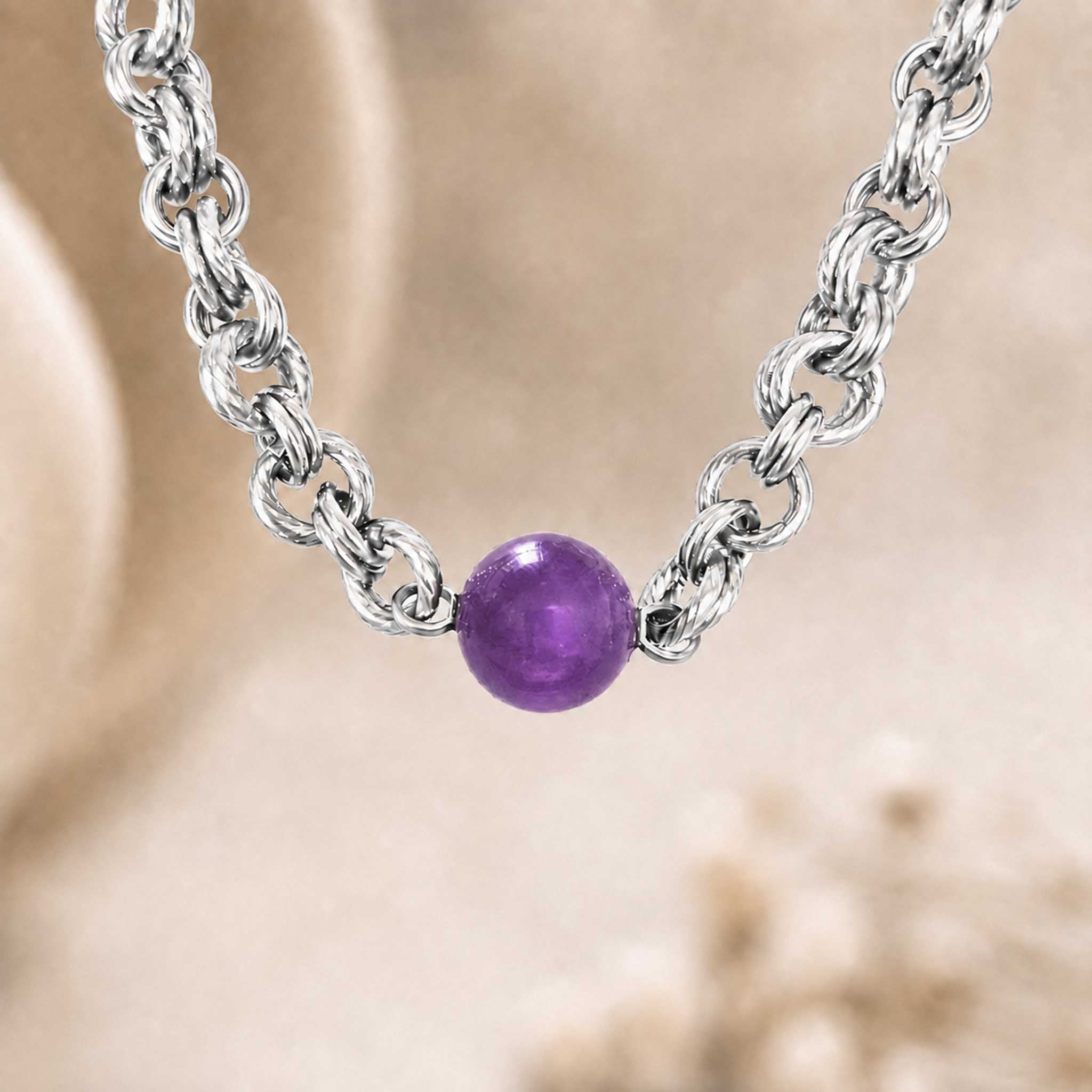 Collana con sfera in Ametista
