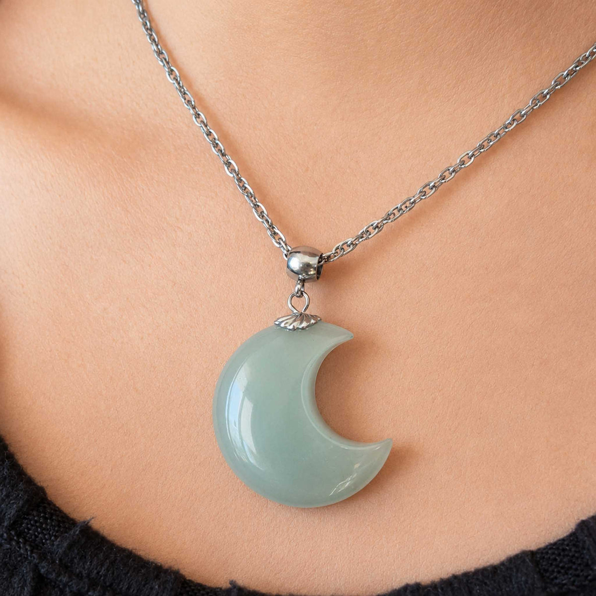 Collana Luna in Avventurina Verde