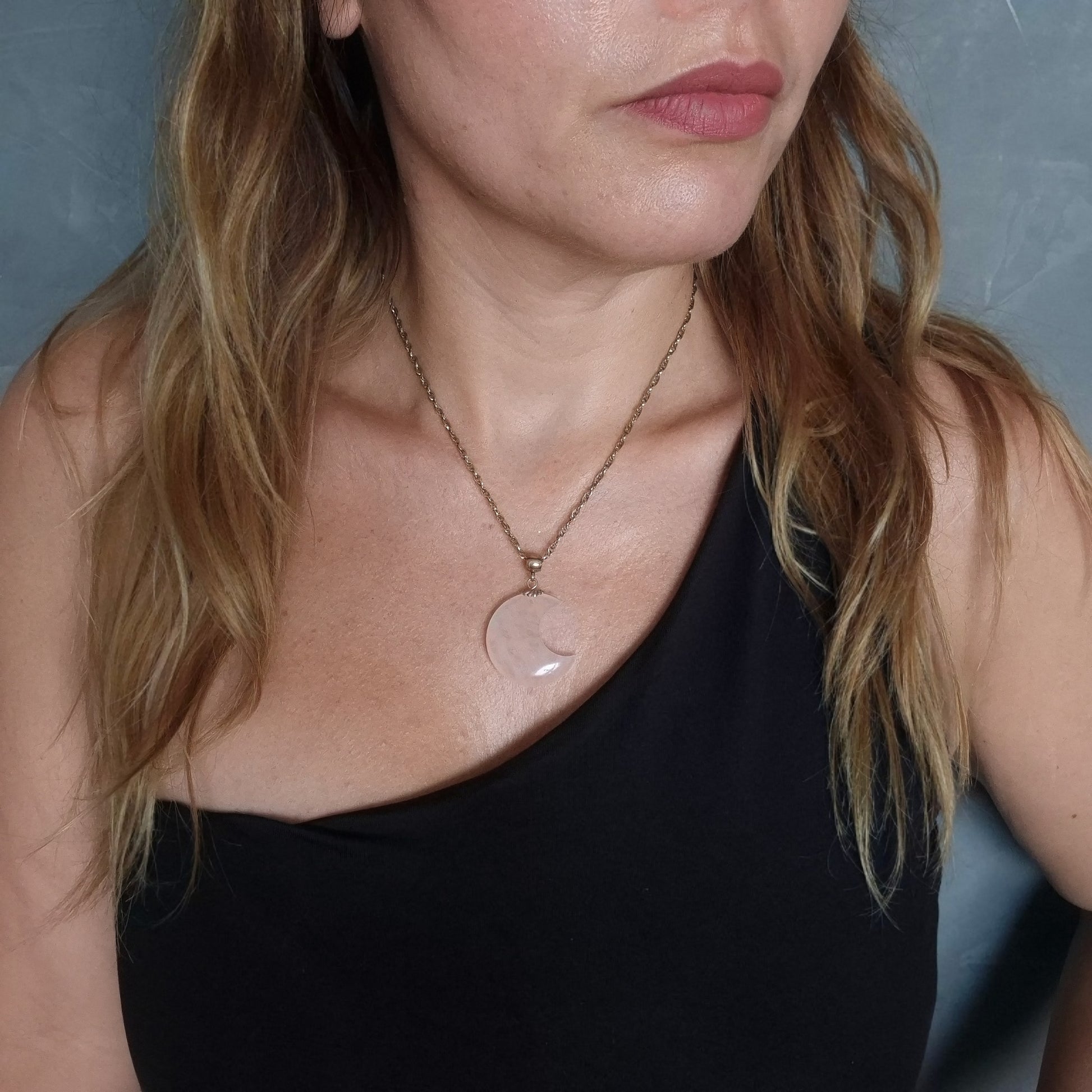 Rose Quartz Moon Necklace
