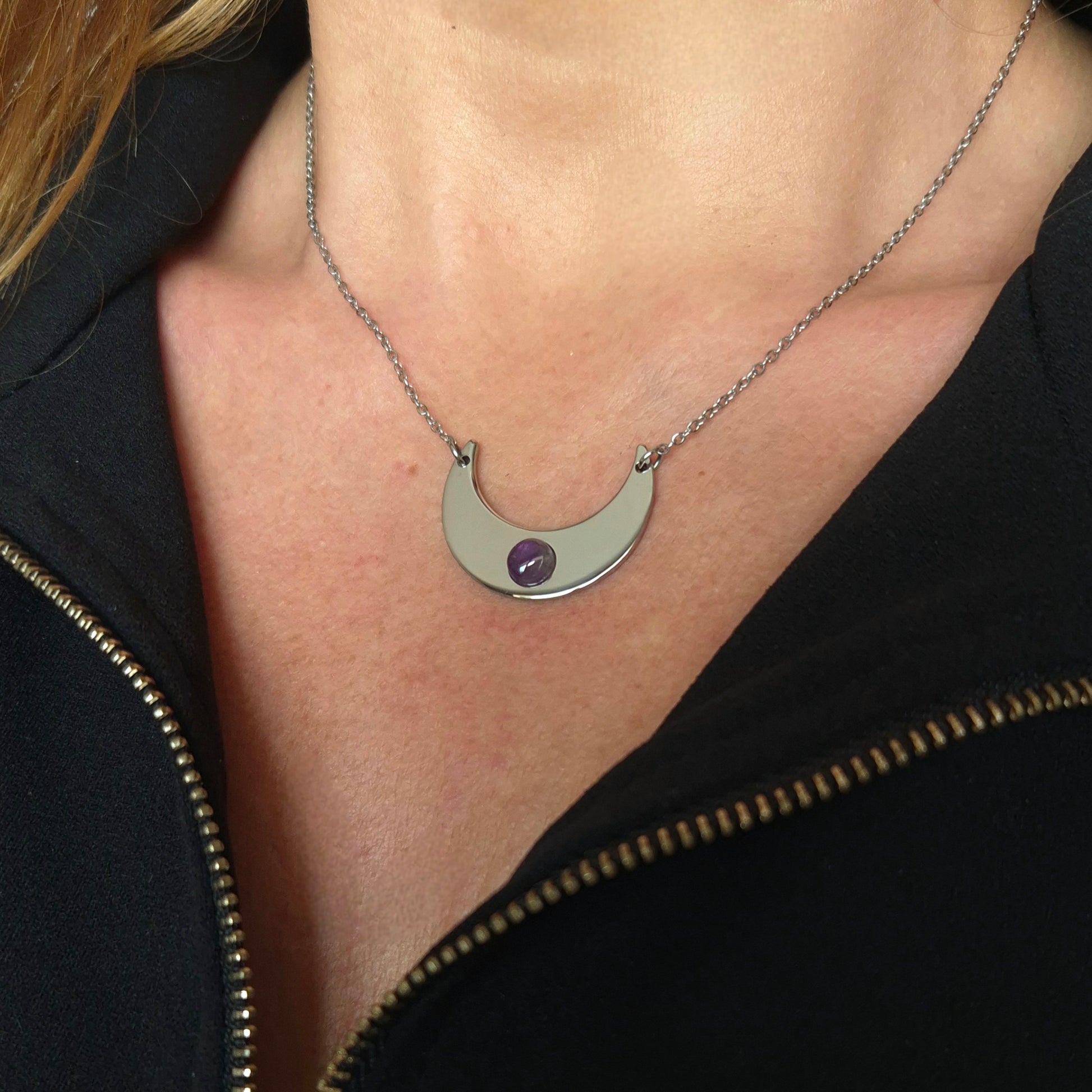 Collana con Luna e pietra naturale