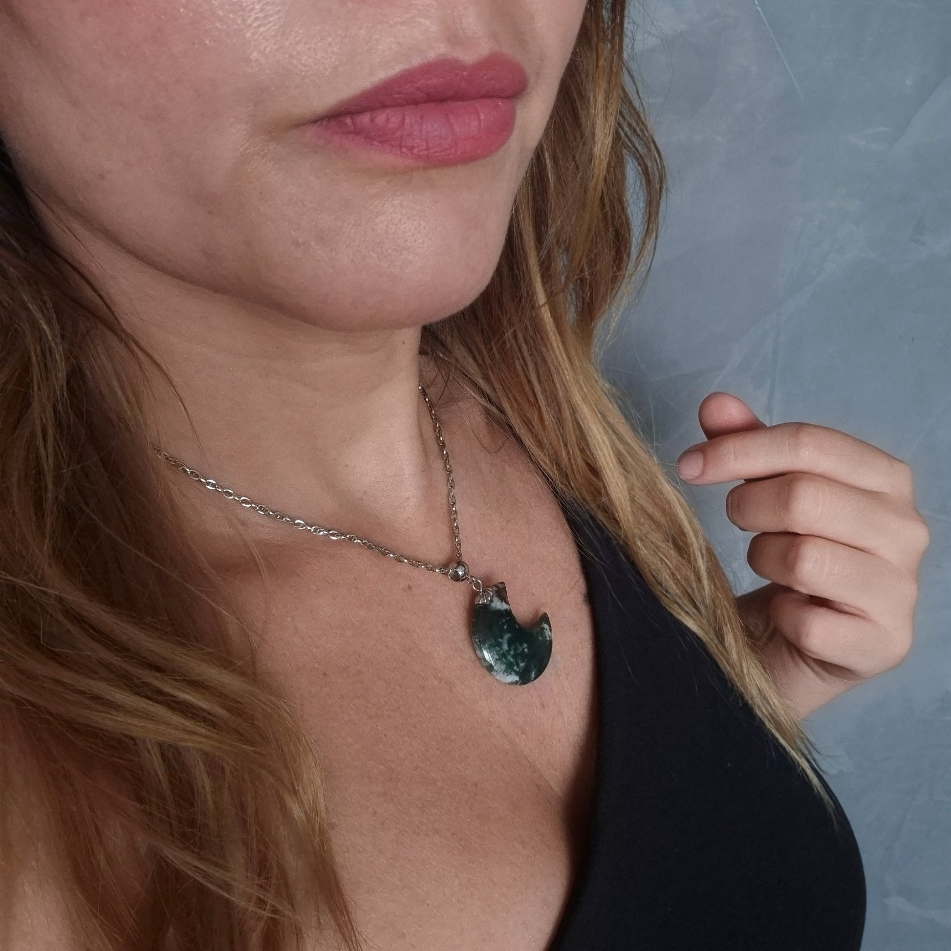 Collana con Luna in Agata Indiana