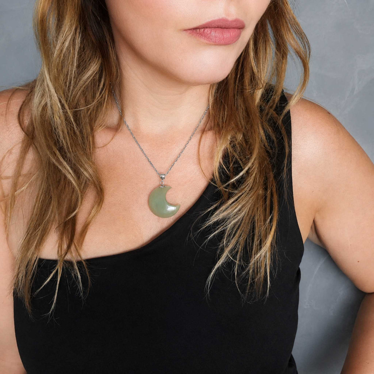 Collana Luna in Avventurina Verde