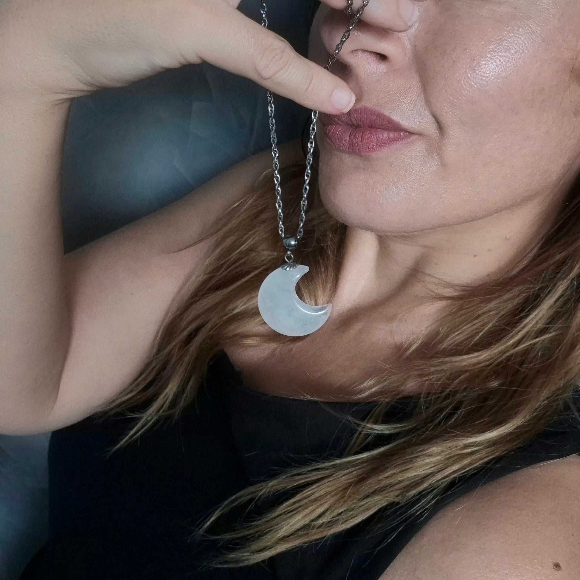 Collana con Luna in Cristallo di rocca