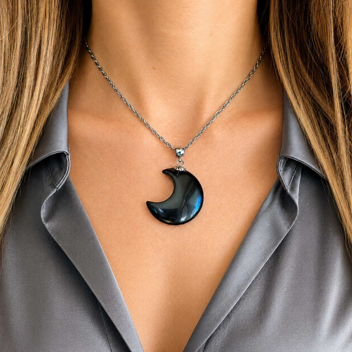 Collana Luna in Onice Nero