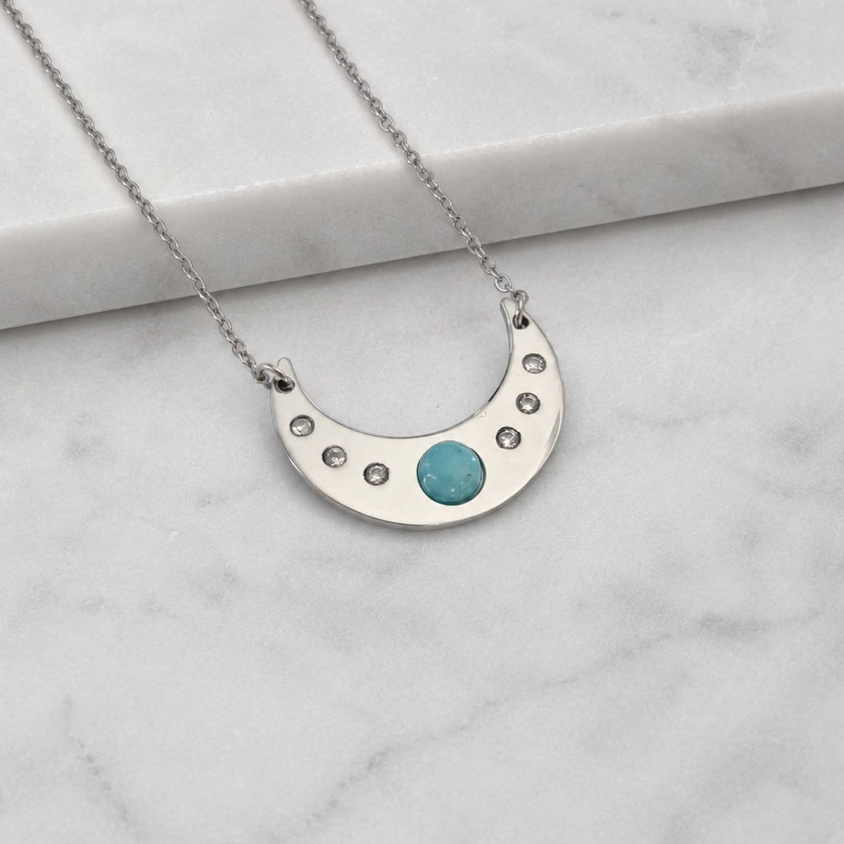 Collana Luna con pietra naturale e zirconia cubica