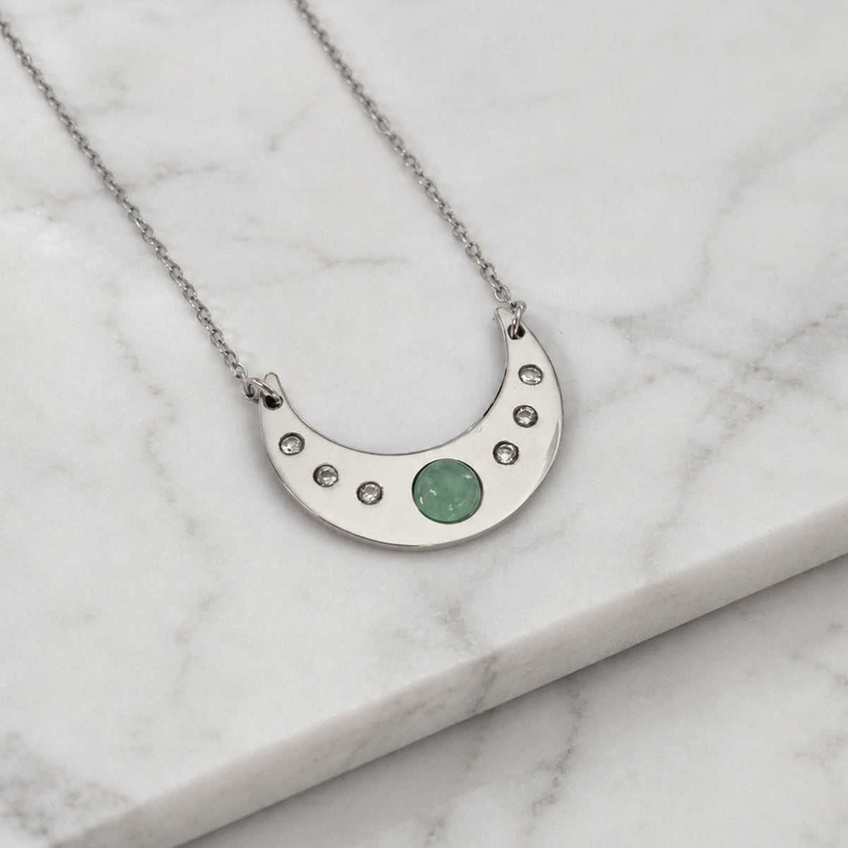 Collana Luna con pietra naturale e zirconia cubica