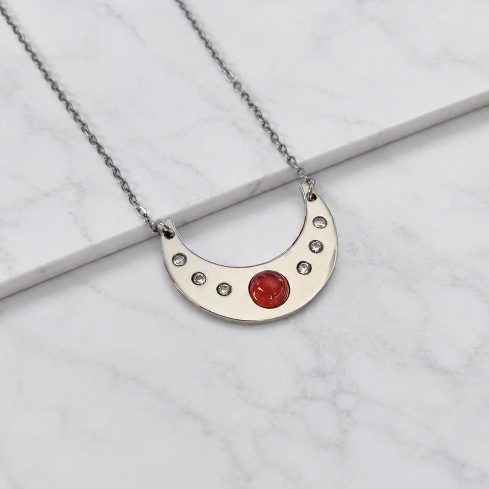 Collana Luna con pietra naturale e zirconia cubica