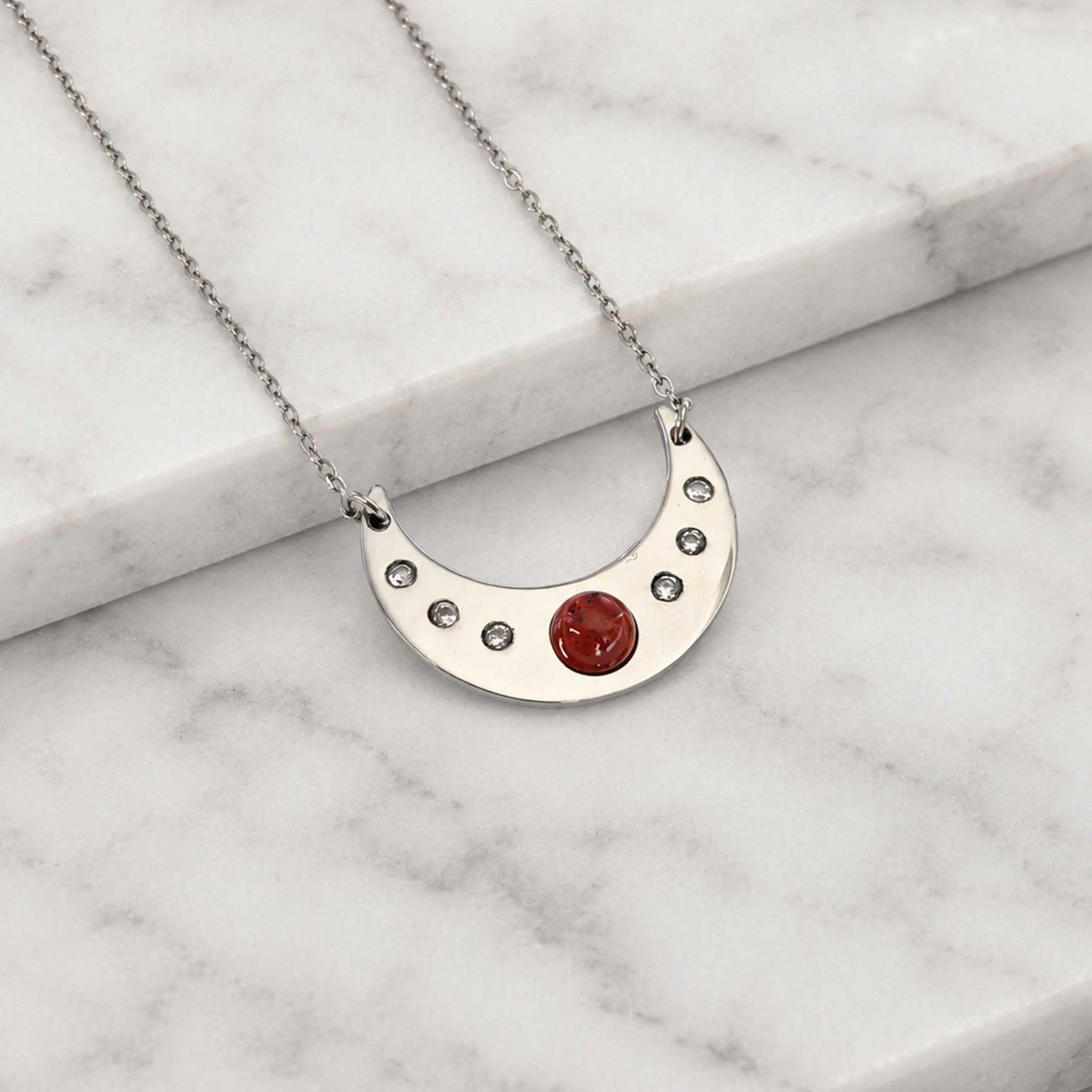 Collana Luna con pietra naturale e zirconia cubica