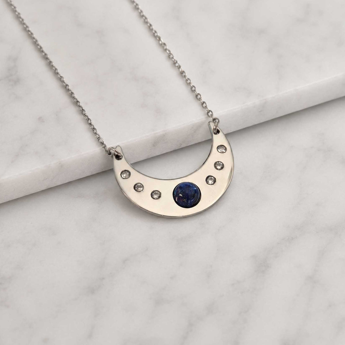 Collana Luna con pietra naturale e zirconia cubica