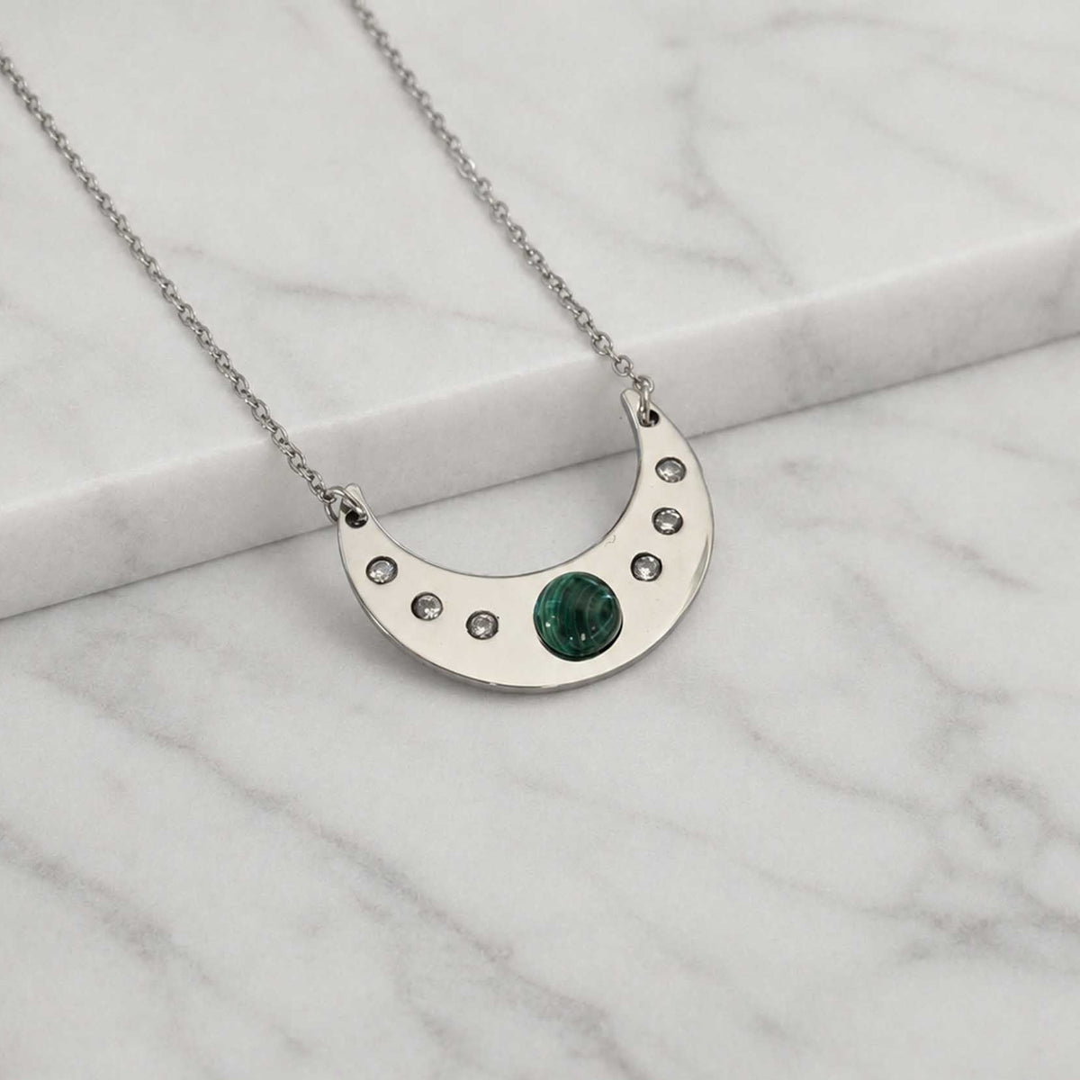 Collana Luna con pietra naturale e zirconia cubica
