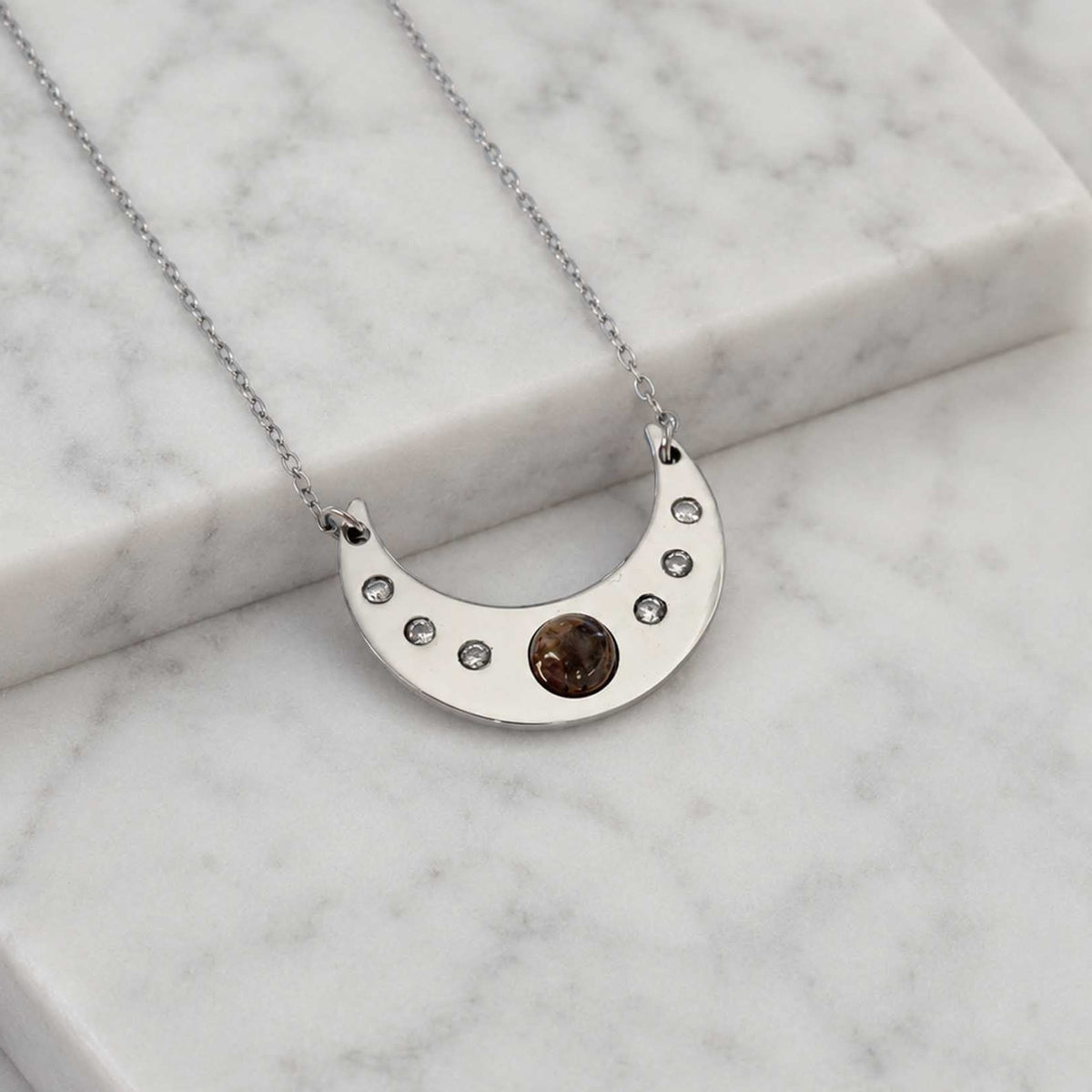 Collana Luna con pietra naturale e zirconia cubica