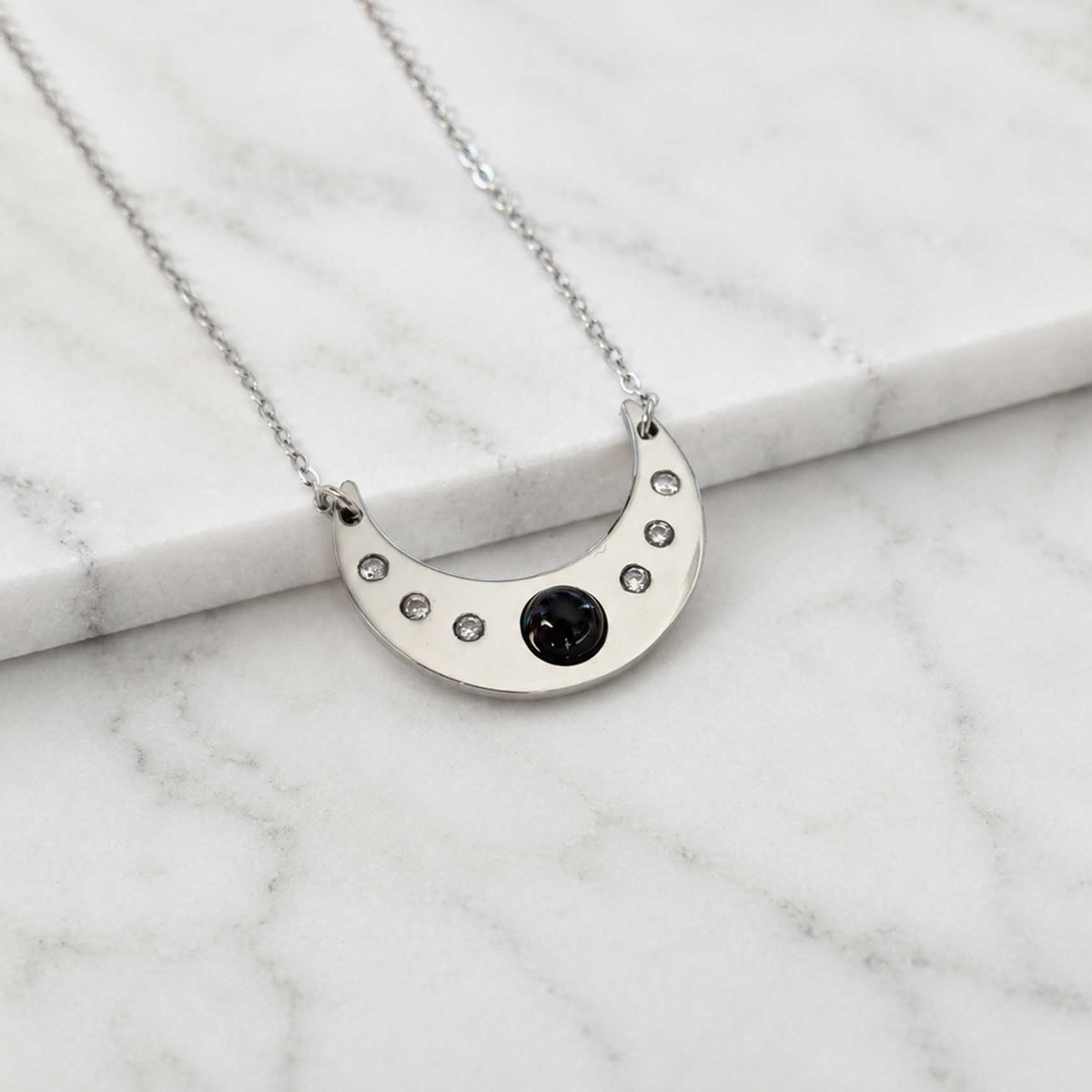 Collana Luna con pietra naturale e zirconia cubica