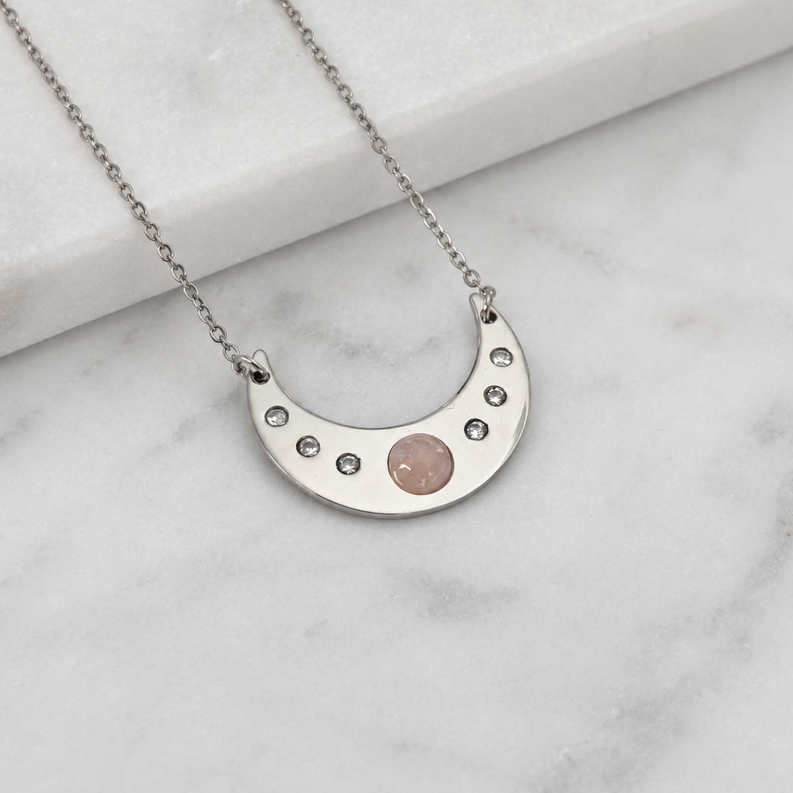 Collana Luna con pietra naturale e zirconia cubica