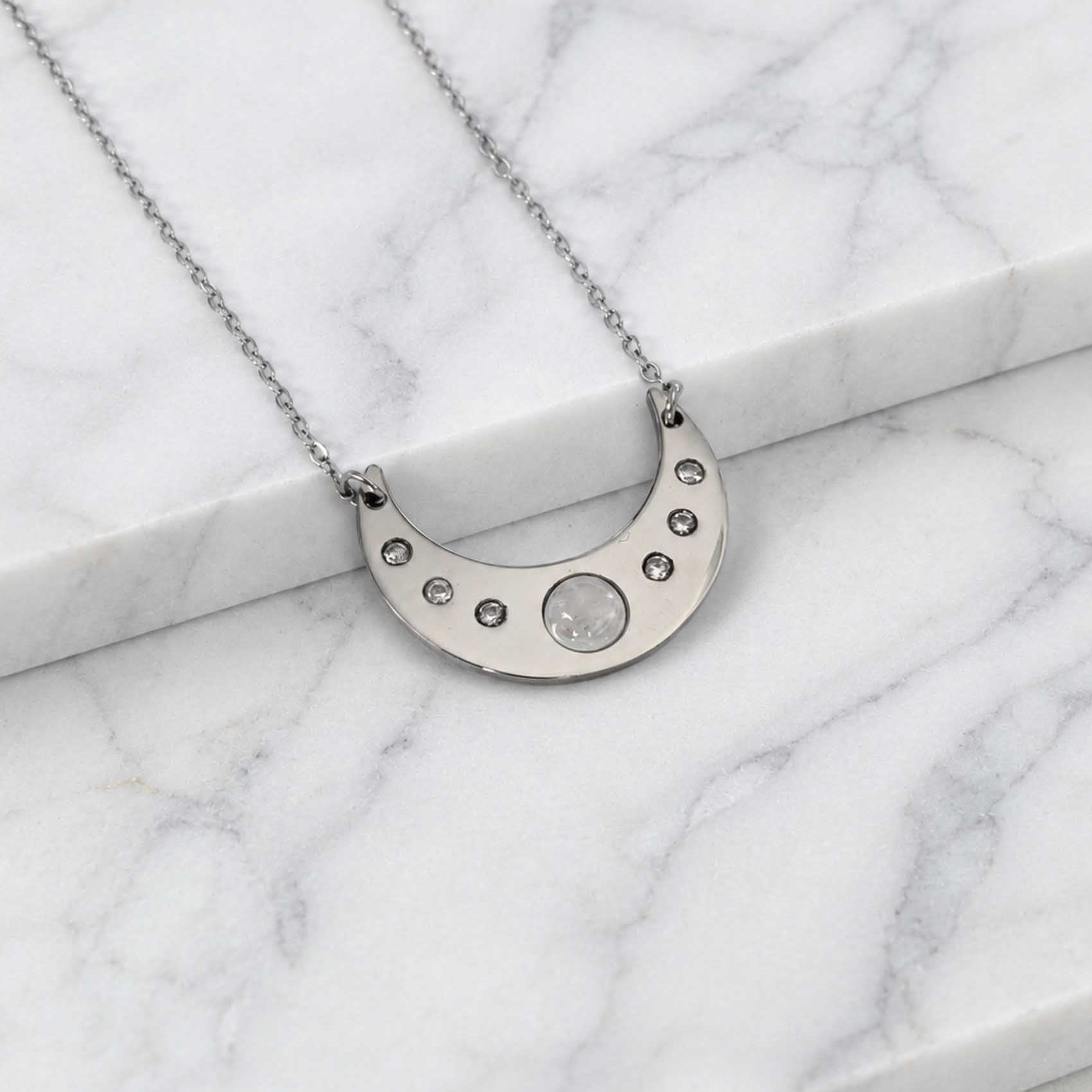 Collana Luna con pietra naturale e zirconia cubica