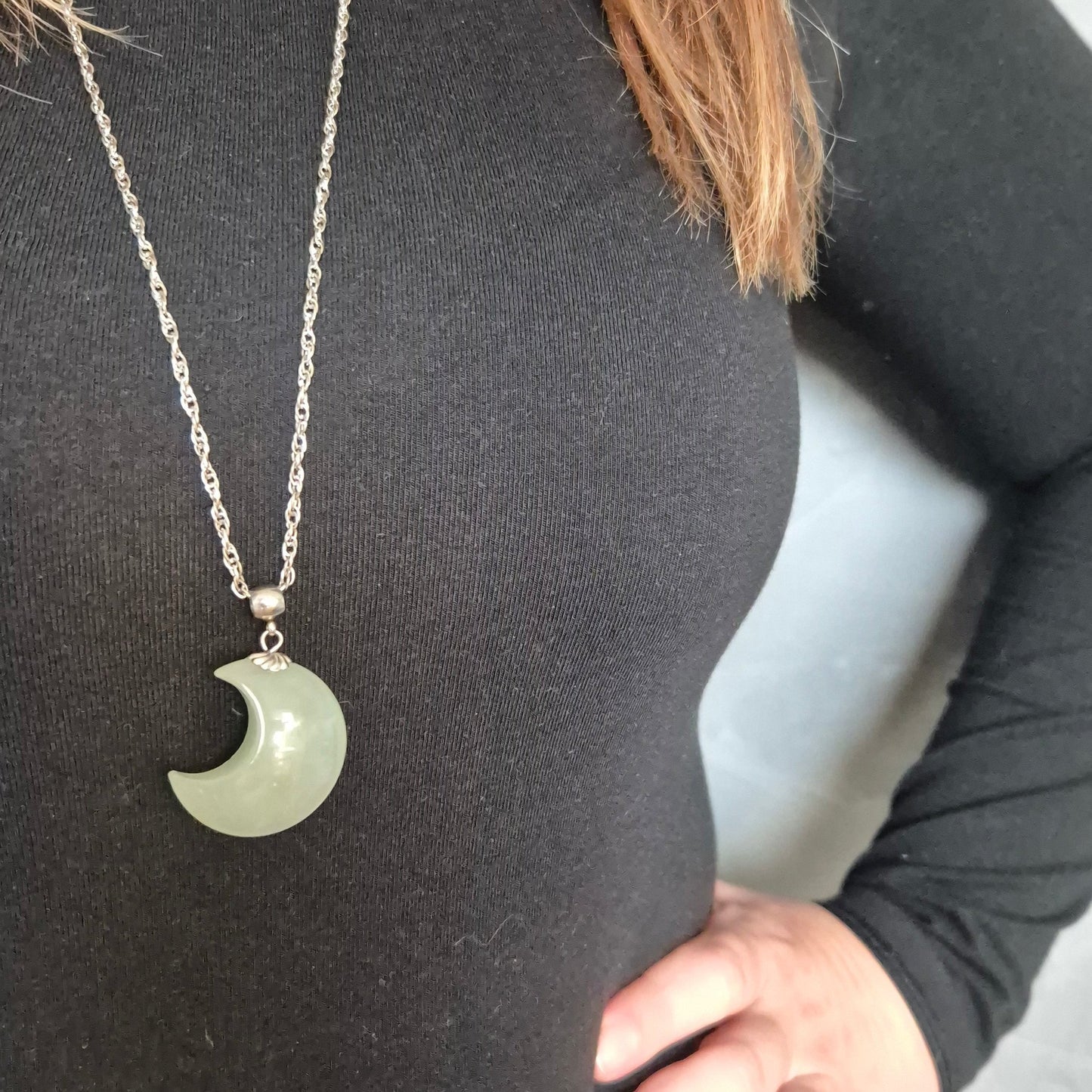 Collana con Luna in Avventurina verde