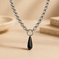 Collana con pendente a goccia in Ossidiana Nera naturale