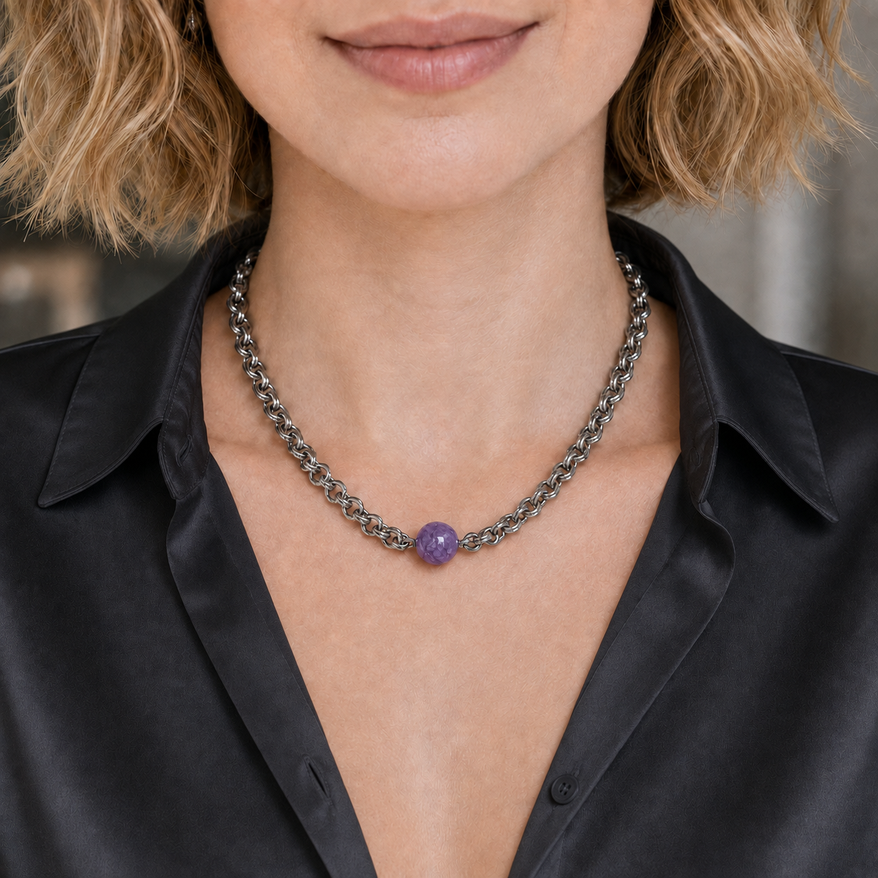 Collana con sfera in Ametista