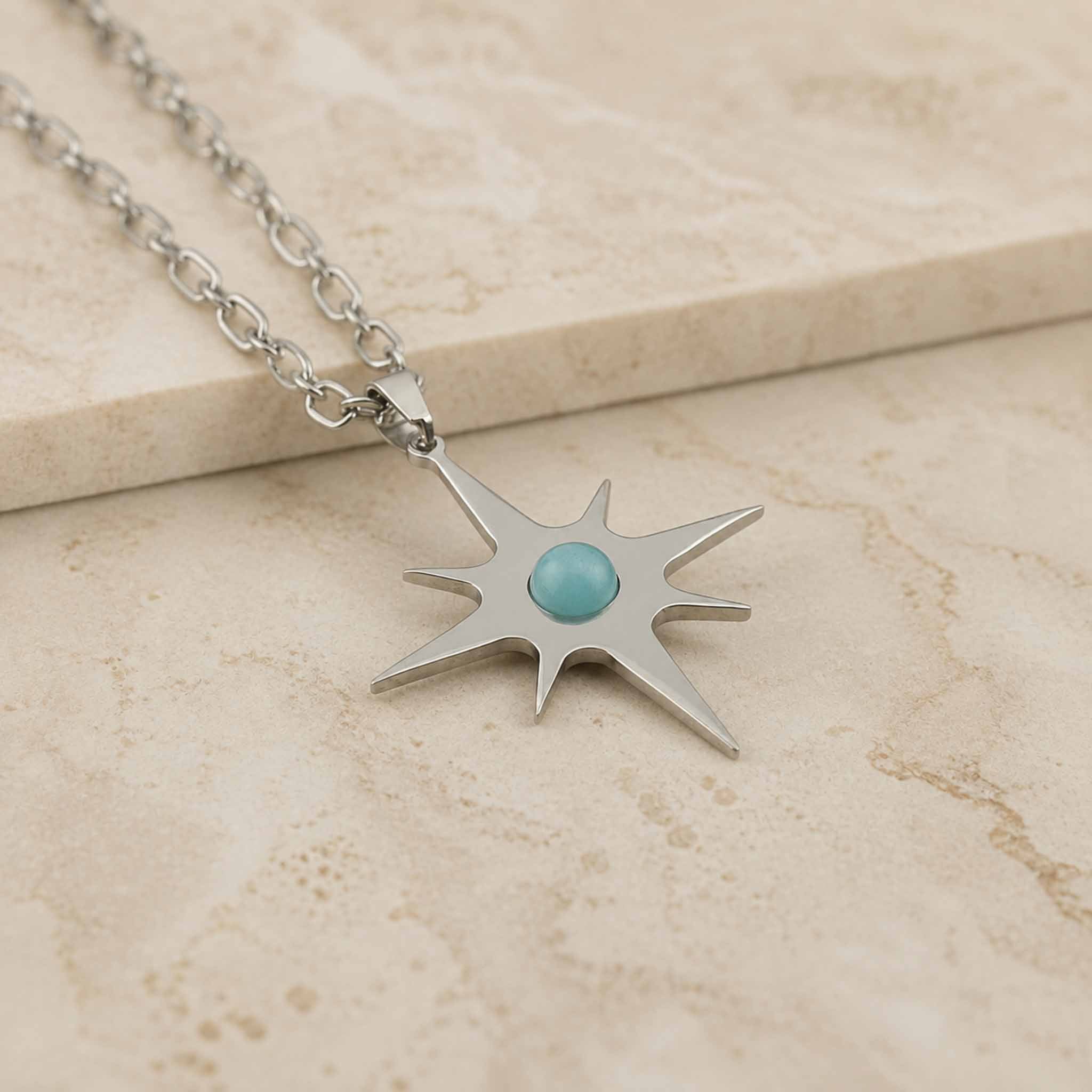 Collana lunga Stella Polare con pietra naturale