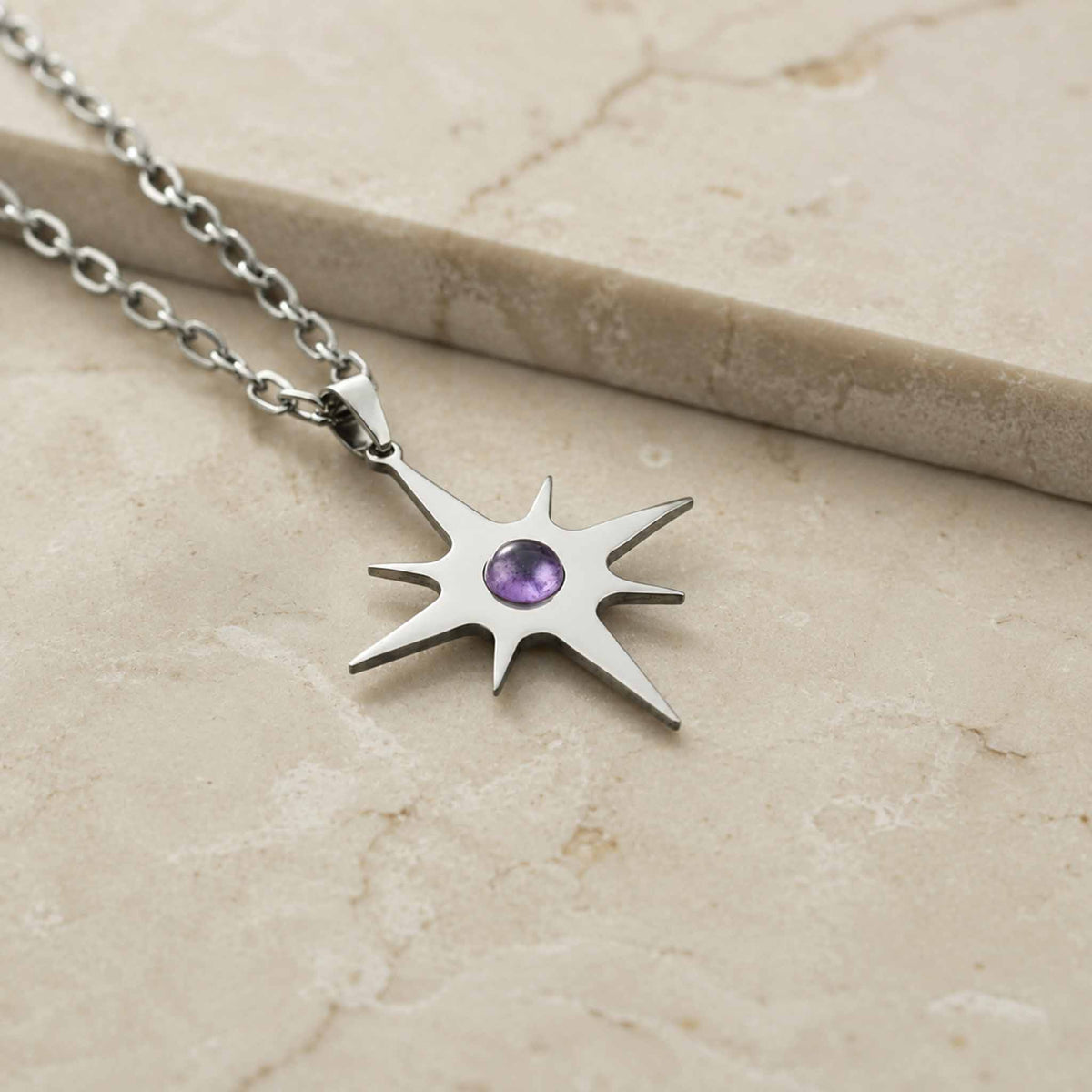 Collana lunga Stella Polare con pietra naturale