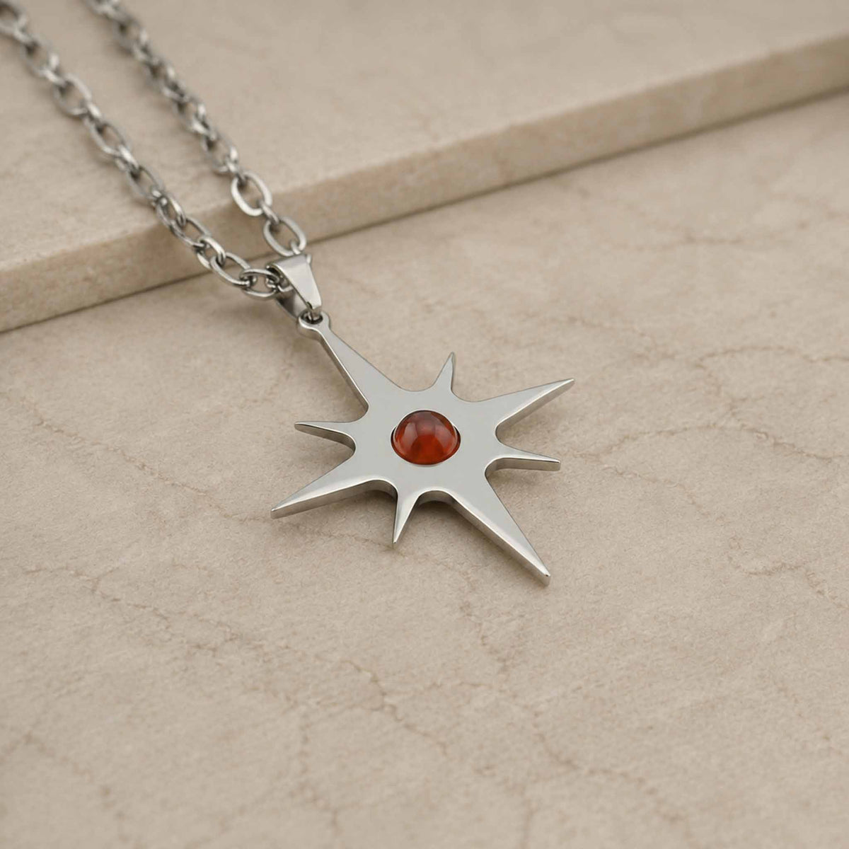 Collana lunga Stella Polare con pietra naturale